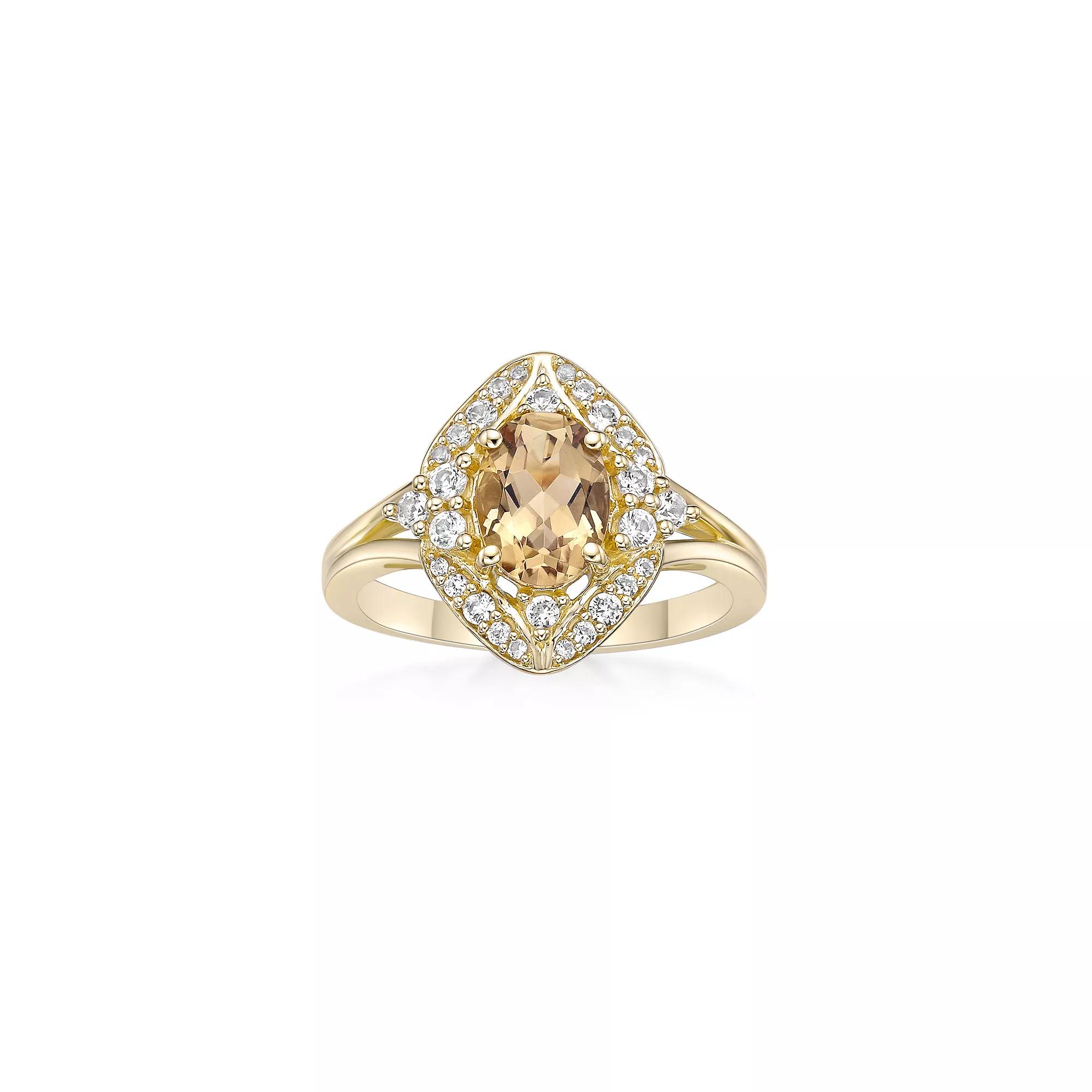 Gemminded 2 Micron Citrine & Lab-Created White Sapphire Ring, Women's, Size: 5, Gold Tone Product Image