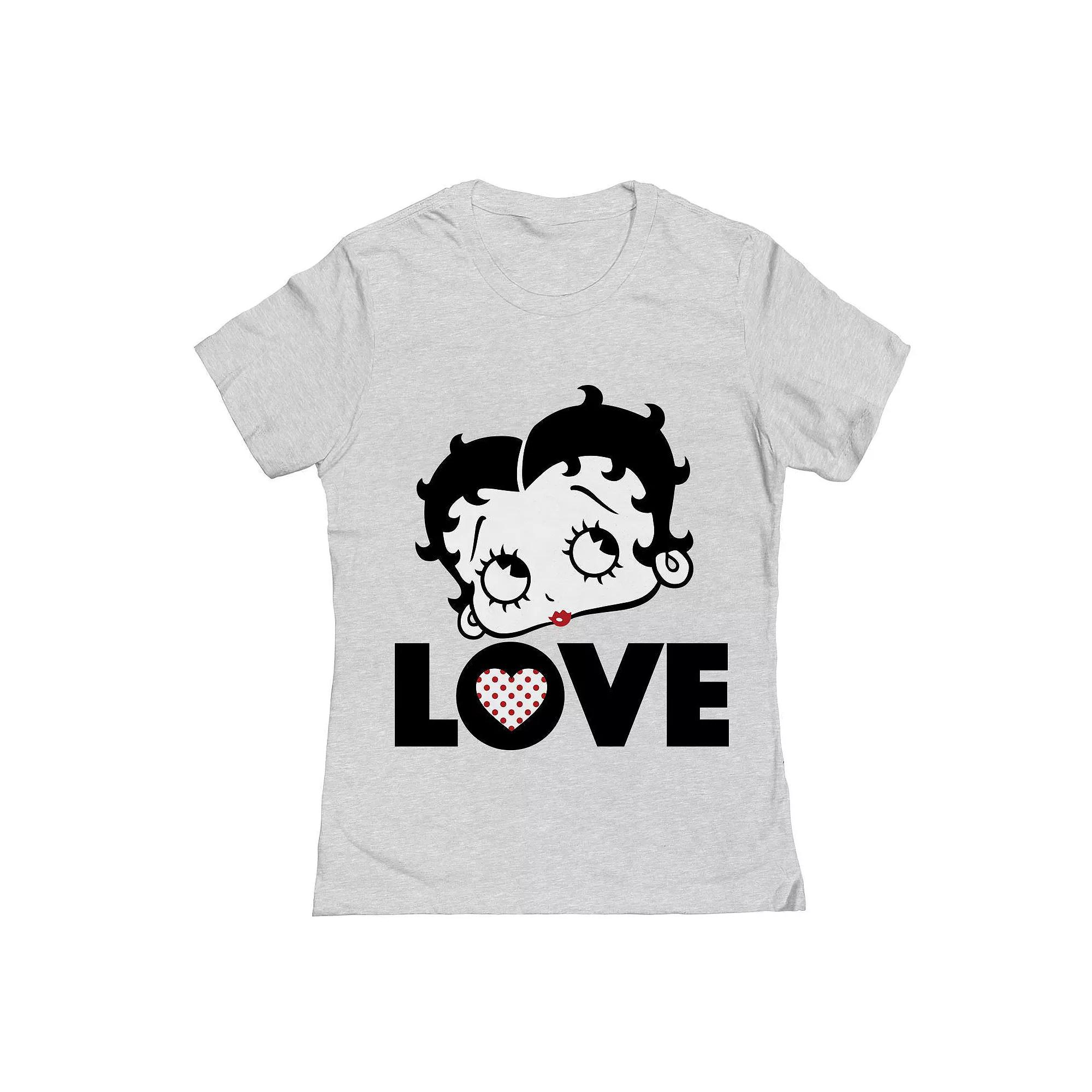 Junior's Betty Boop Love Face Polka Heart Valentine's Day Graphic Tee, Women's,  Product Image