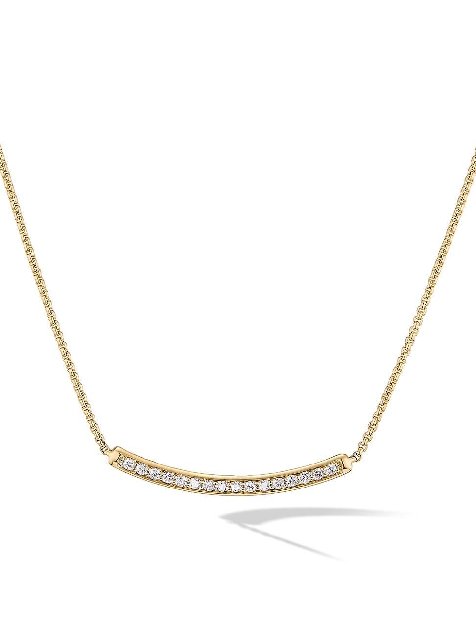 Womens Petite Pav Bar Necklace in 18K Yellow Gold Product Image