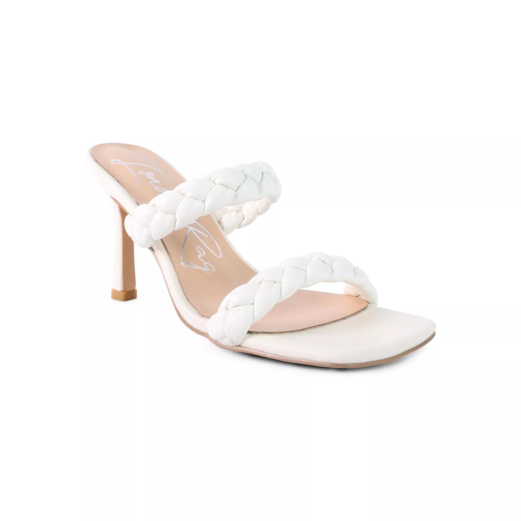London Rag Lolo Braided Strap Women's Mid Heel Sandals, Size: 7.5, White Product Image