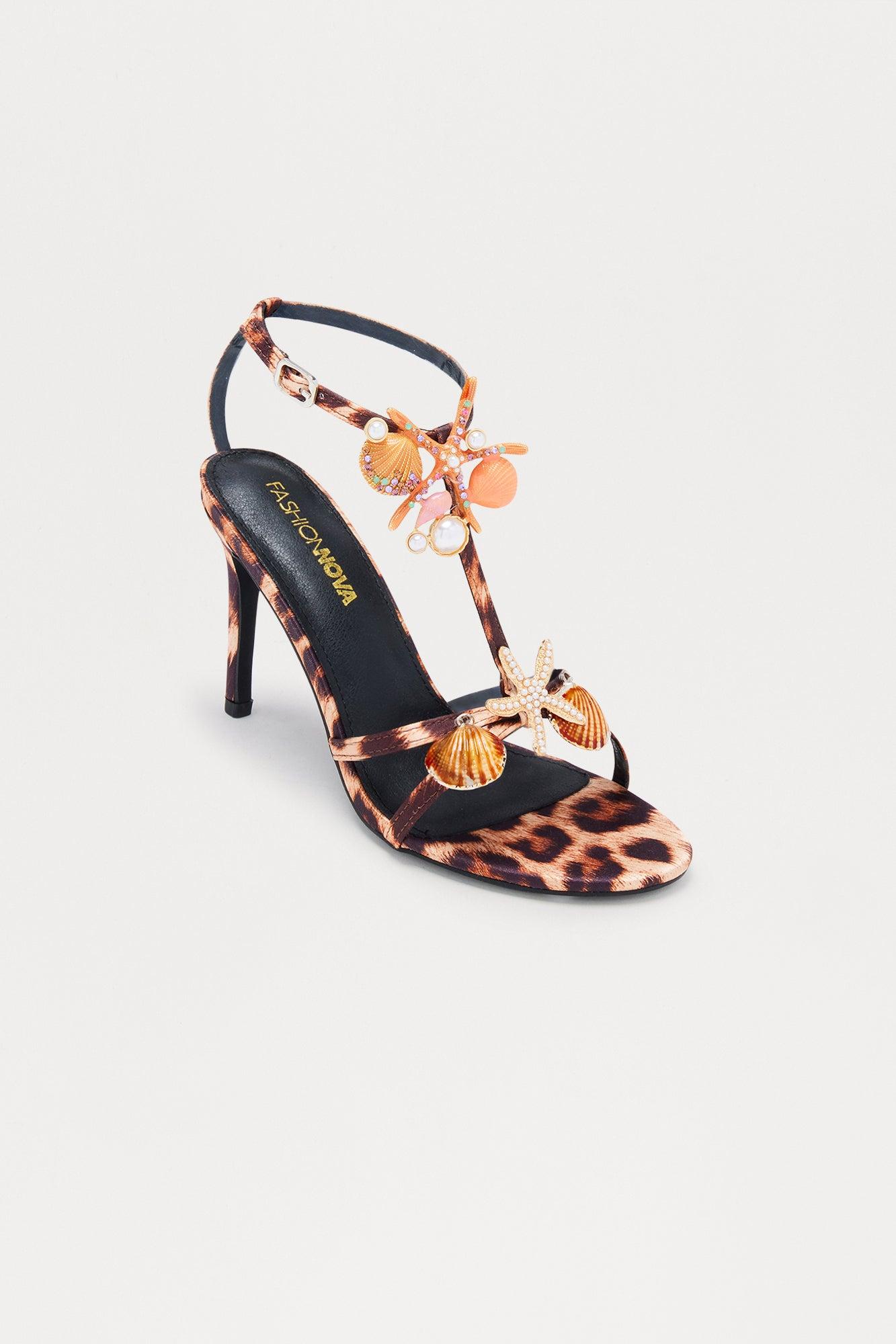 Peru Embellished Stiletto Heels - Leopard Female Product Image