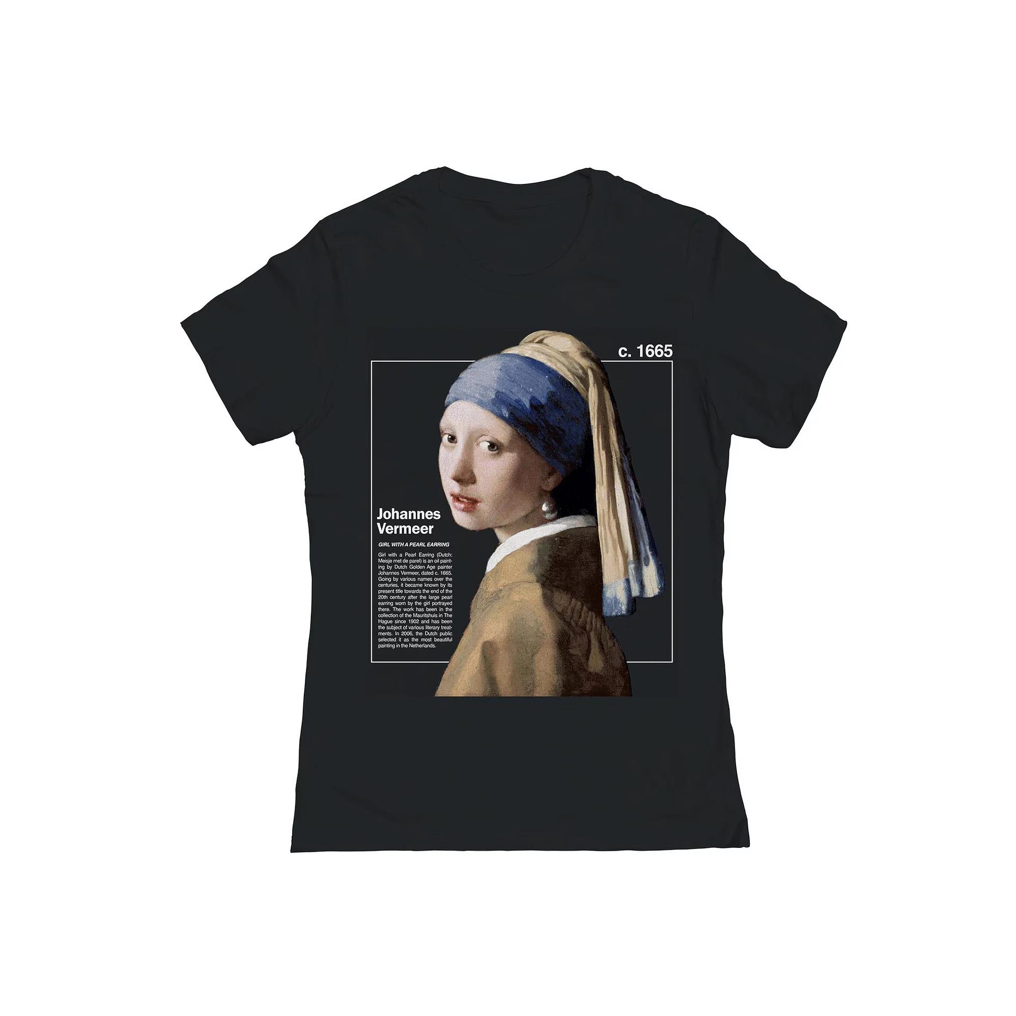 Junior's Girl With The Pearl Earring Womens Graphic Tee, Girl's, Size: Large, Black Product Image