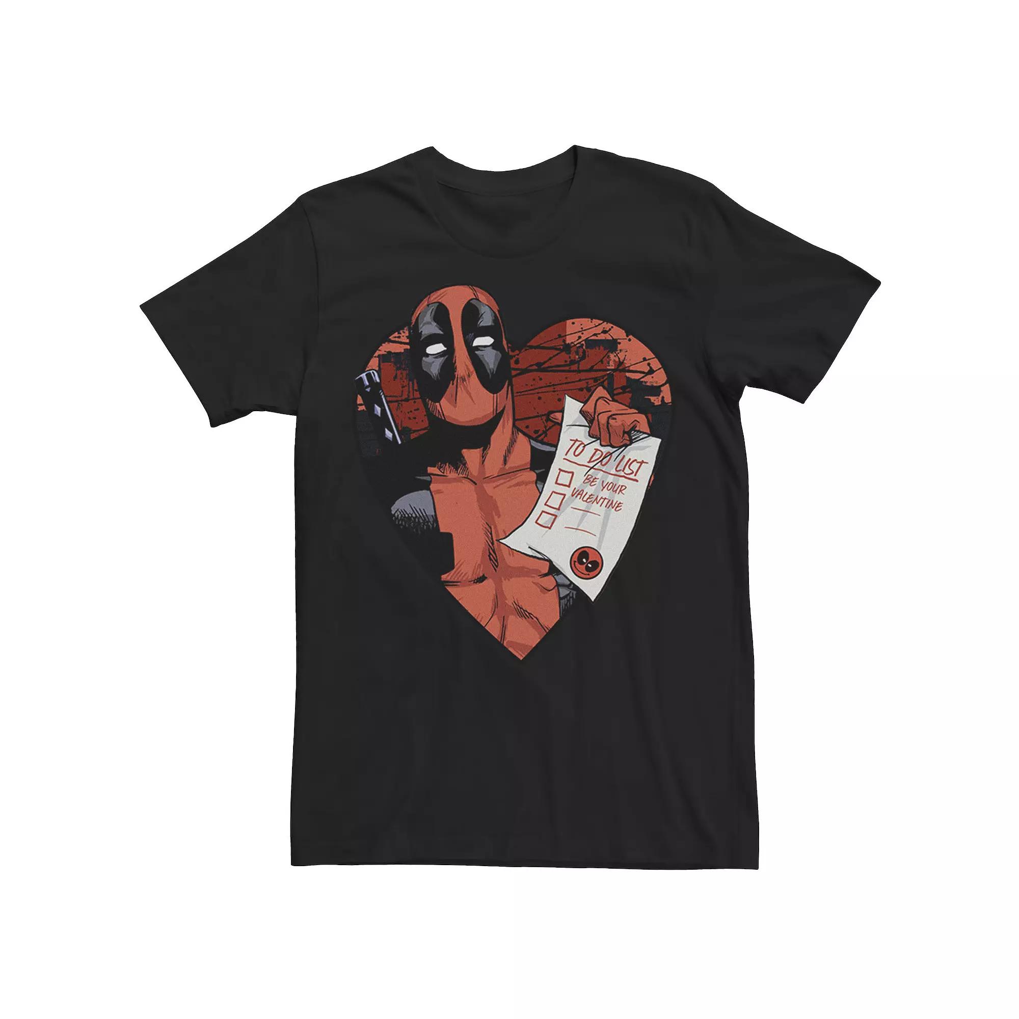 Men's Marvel Deadpool To Do List You Valentine's Tee, Size: 3XL, Black Product Image