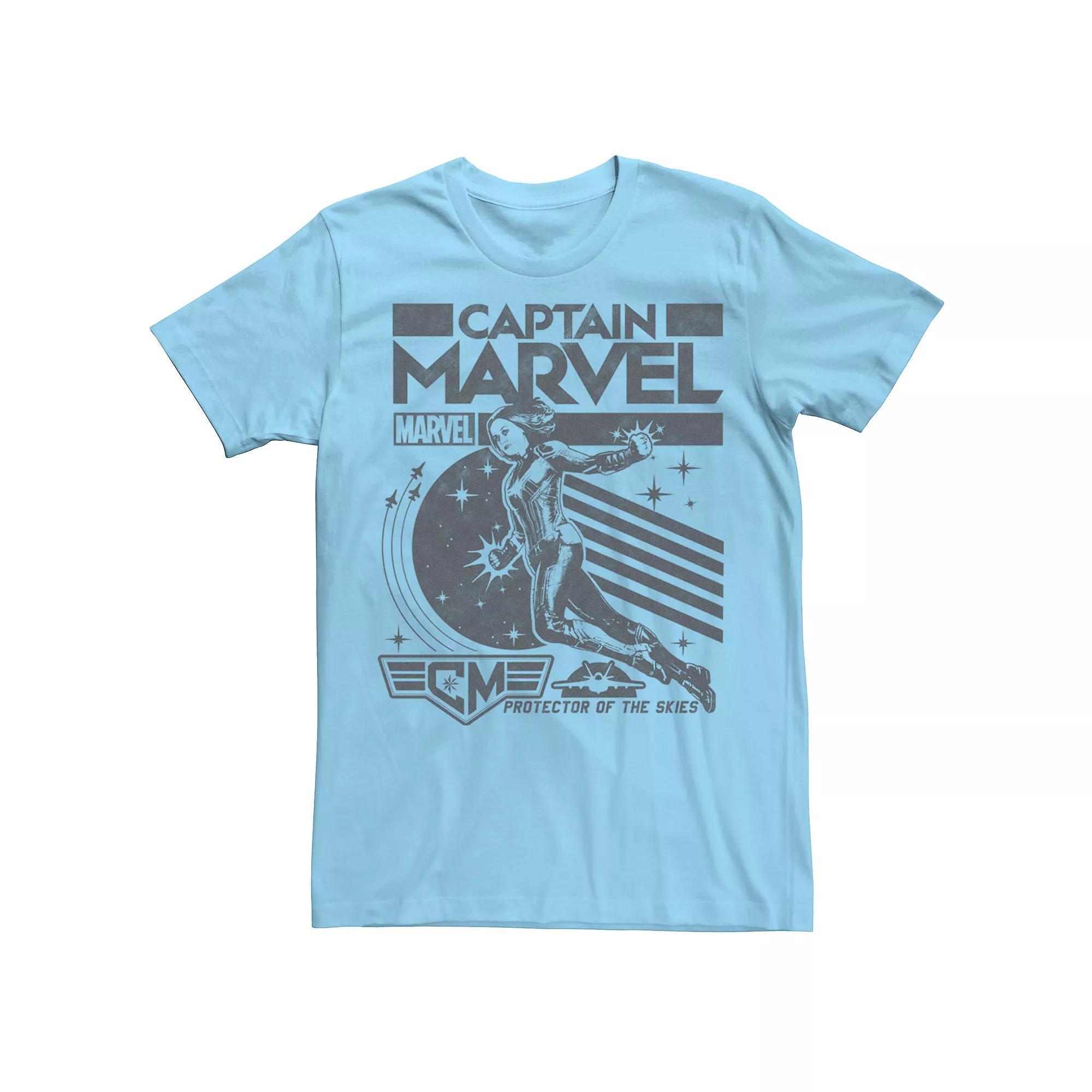 Men's Marvel Captian Marvel Black And White Poster Tee,  Product Image