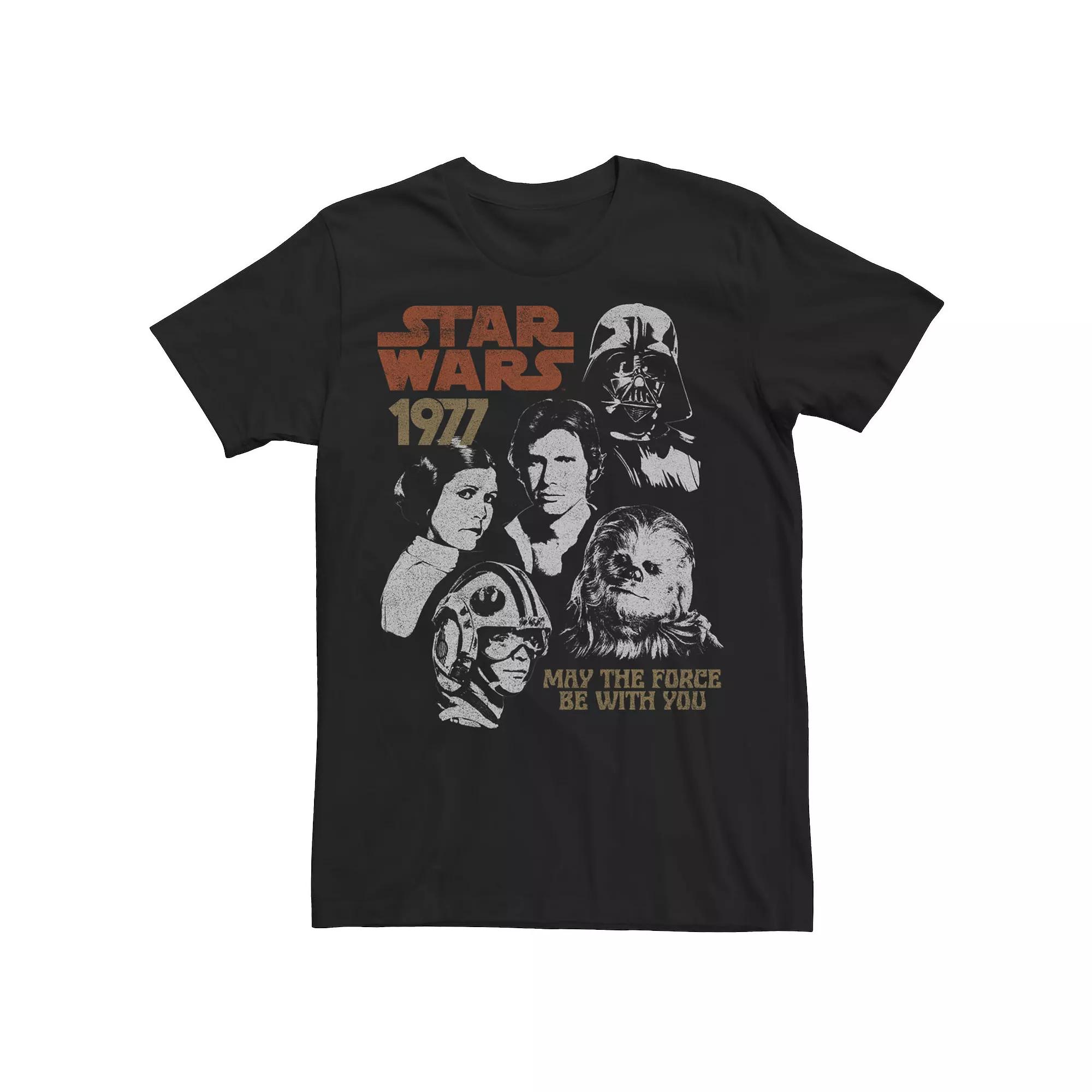 Men's Star Wars 1977 Vintage Portrait Collage Tee, Size: Large, Black Product Image