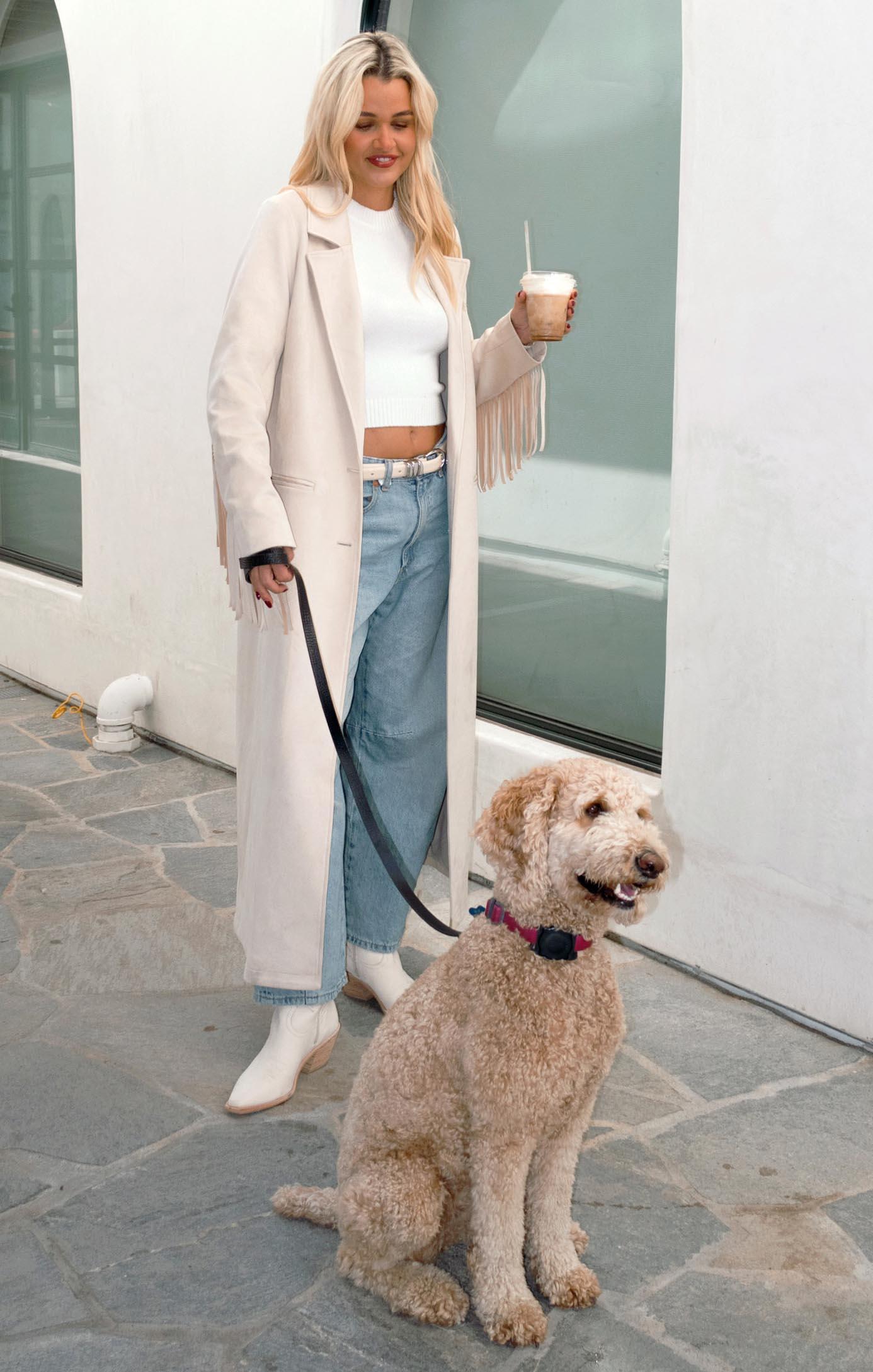 Sierra Fringe Maxi Jacket ~ Cream Faux Suede Product Image