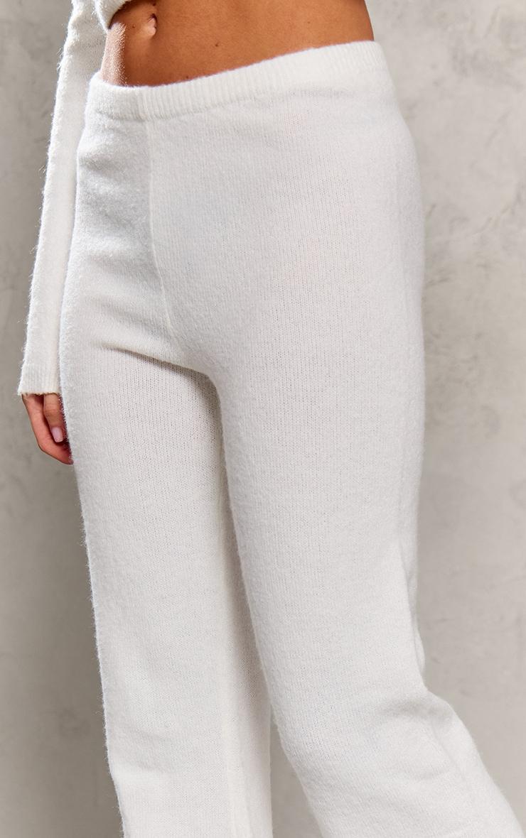 Petite Cream Knitted High Waisted Flares Product Image