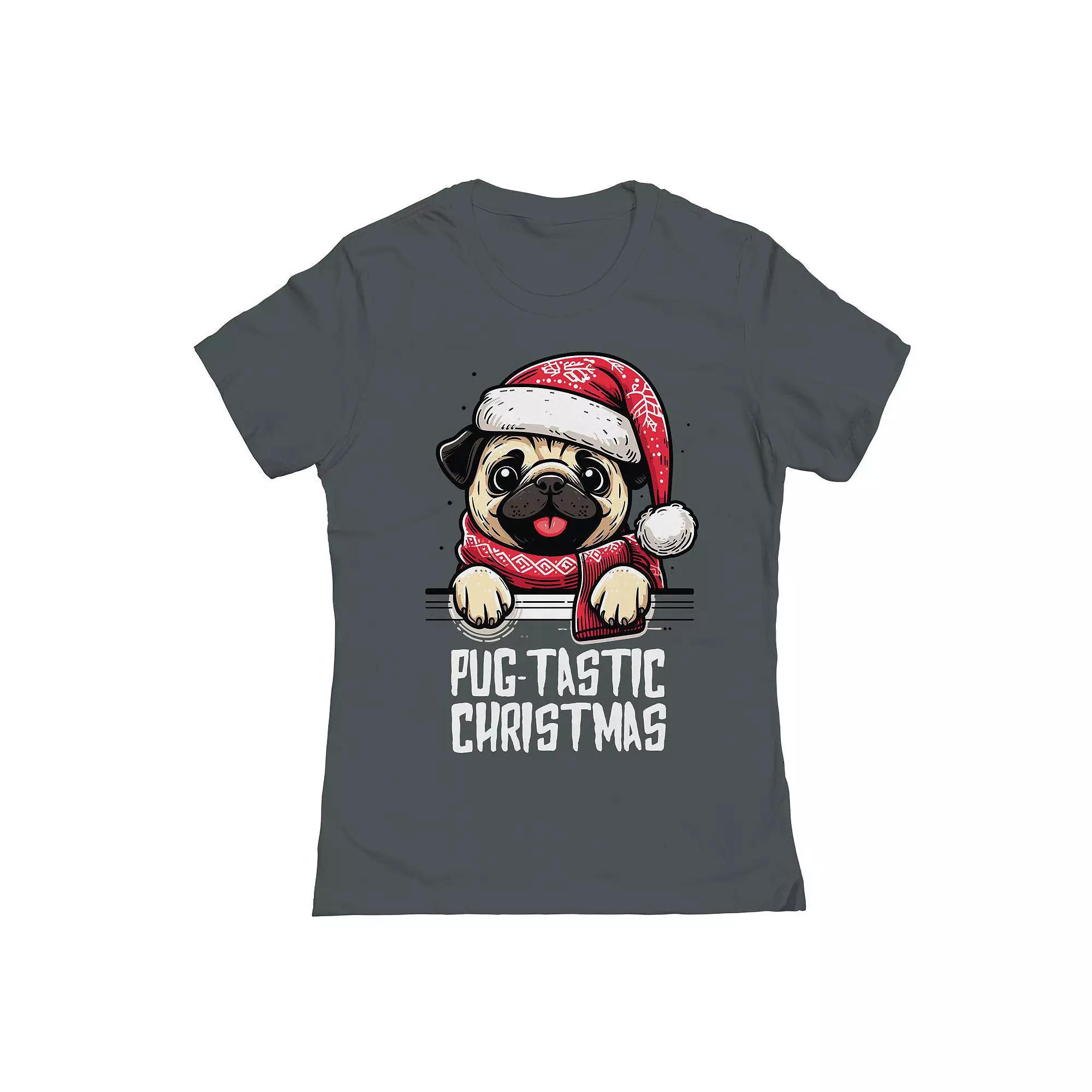 Junior's One Pugtastic Christmas Graphic Tee, Women's,  Product Image