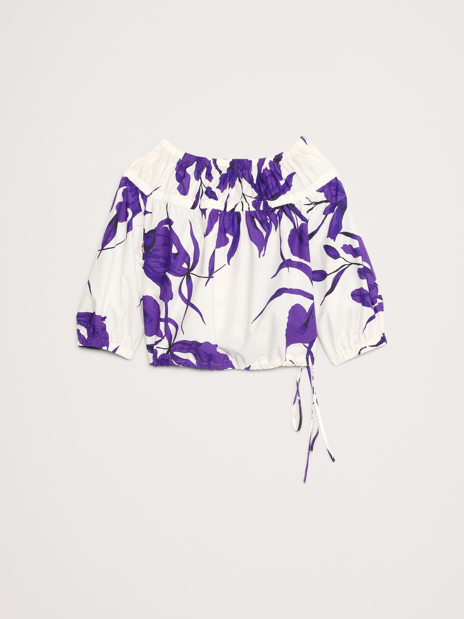 Cotton Poplin Ruched Bubble-Hem Top Product Image