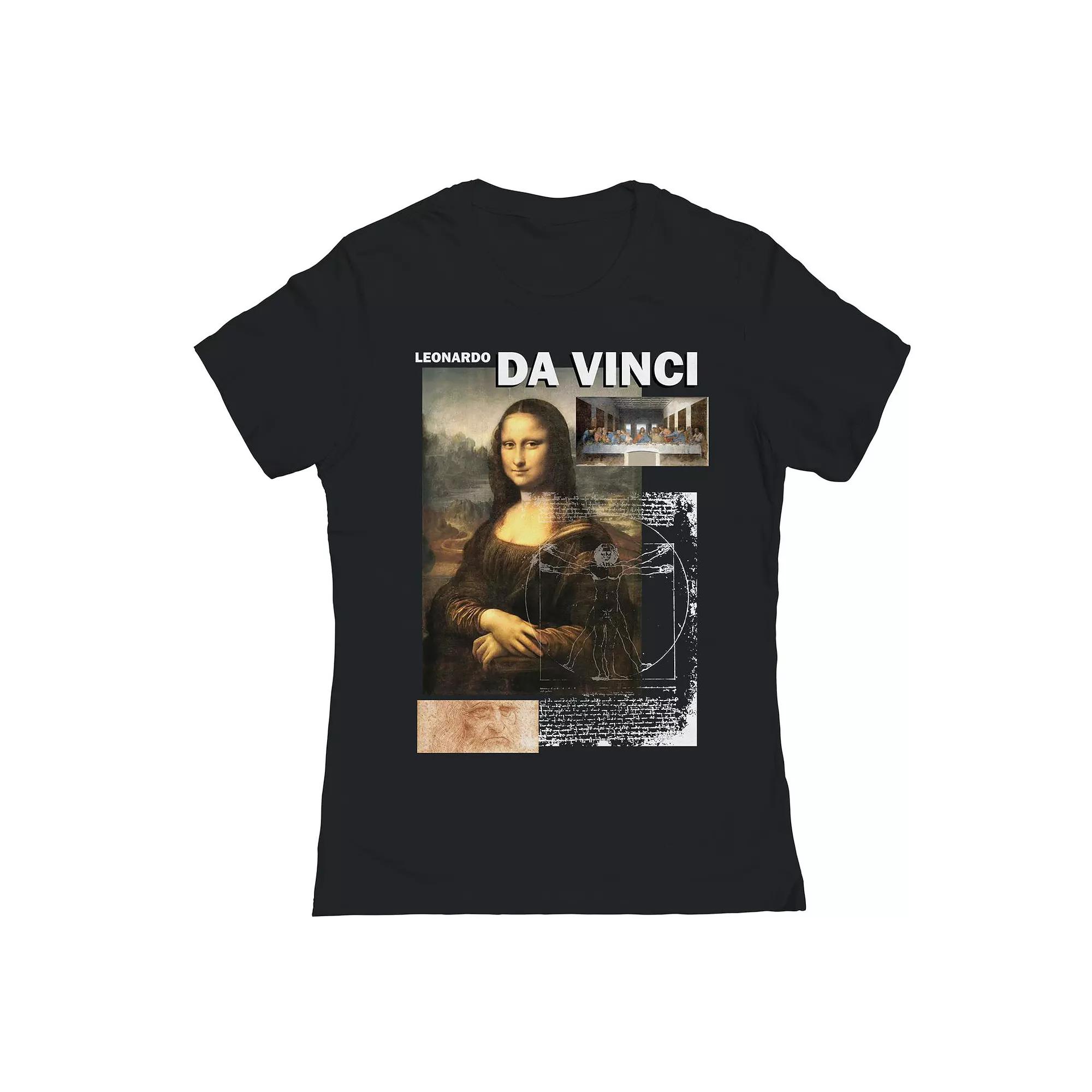 Junior's Da Vinci Collage Womens Graphic Tee, Girl's, Size: Large, Black Product Image