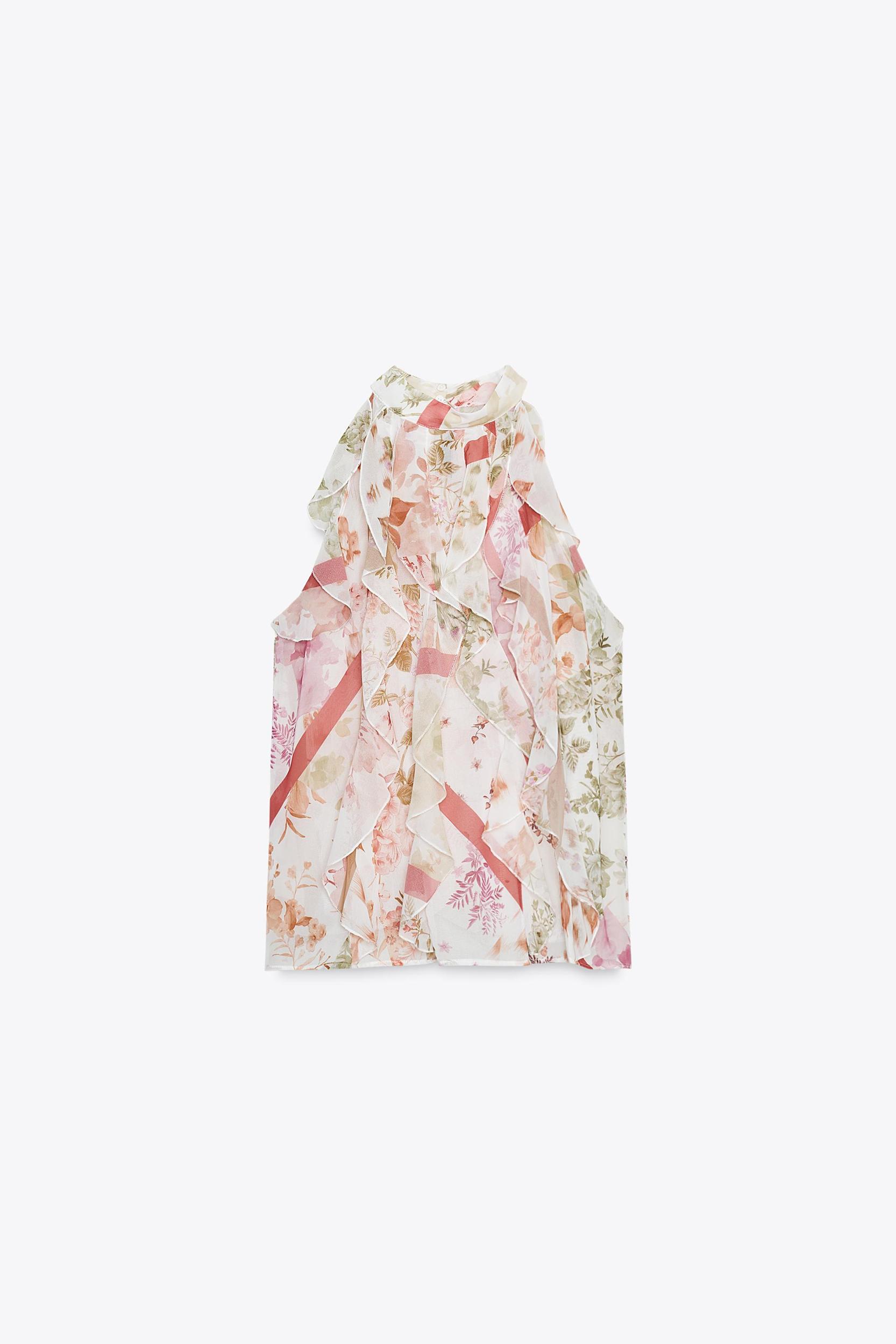 FLORAL PRINT RUFFLED TOP Product Image
