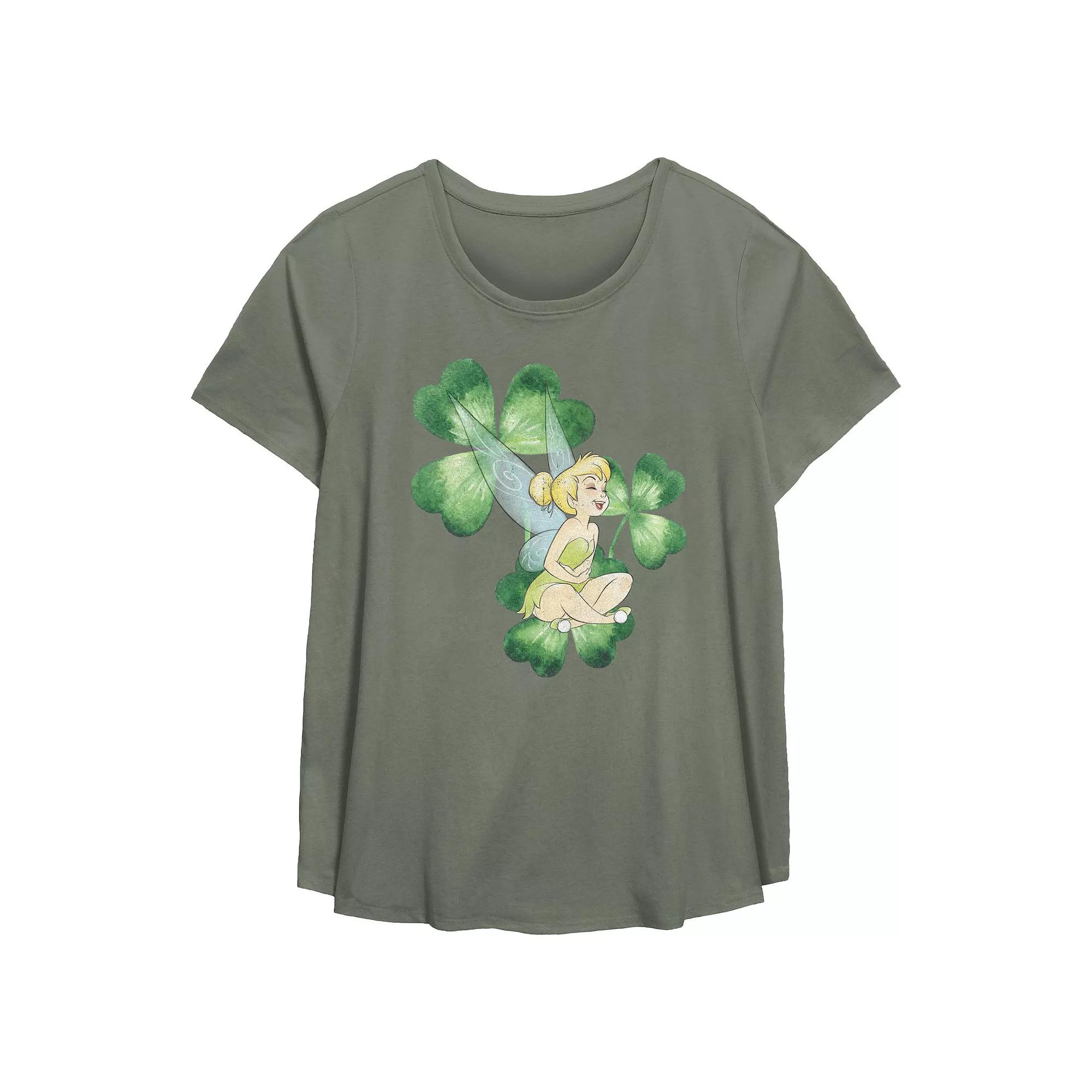 Disney's Tinker Bell Shamrock Plus Size Flowy Graphic Tee, Women's, Size: 0X, Green Product Image