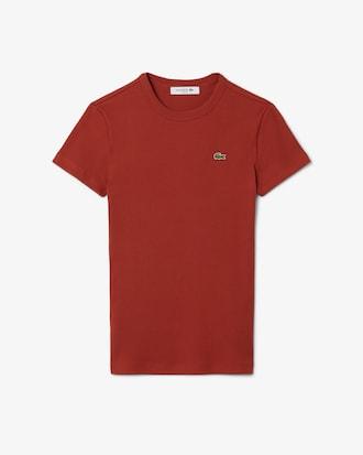 Women's Slim Fit Ribbed Cotton T-Shirt Product Image