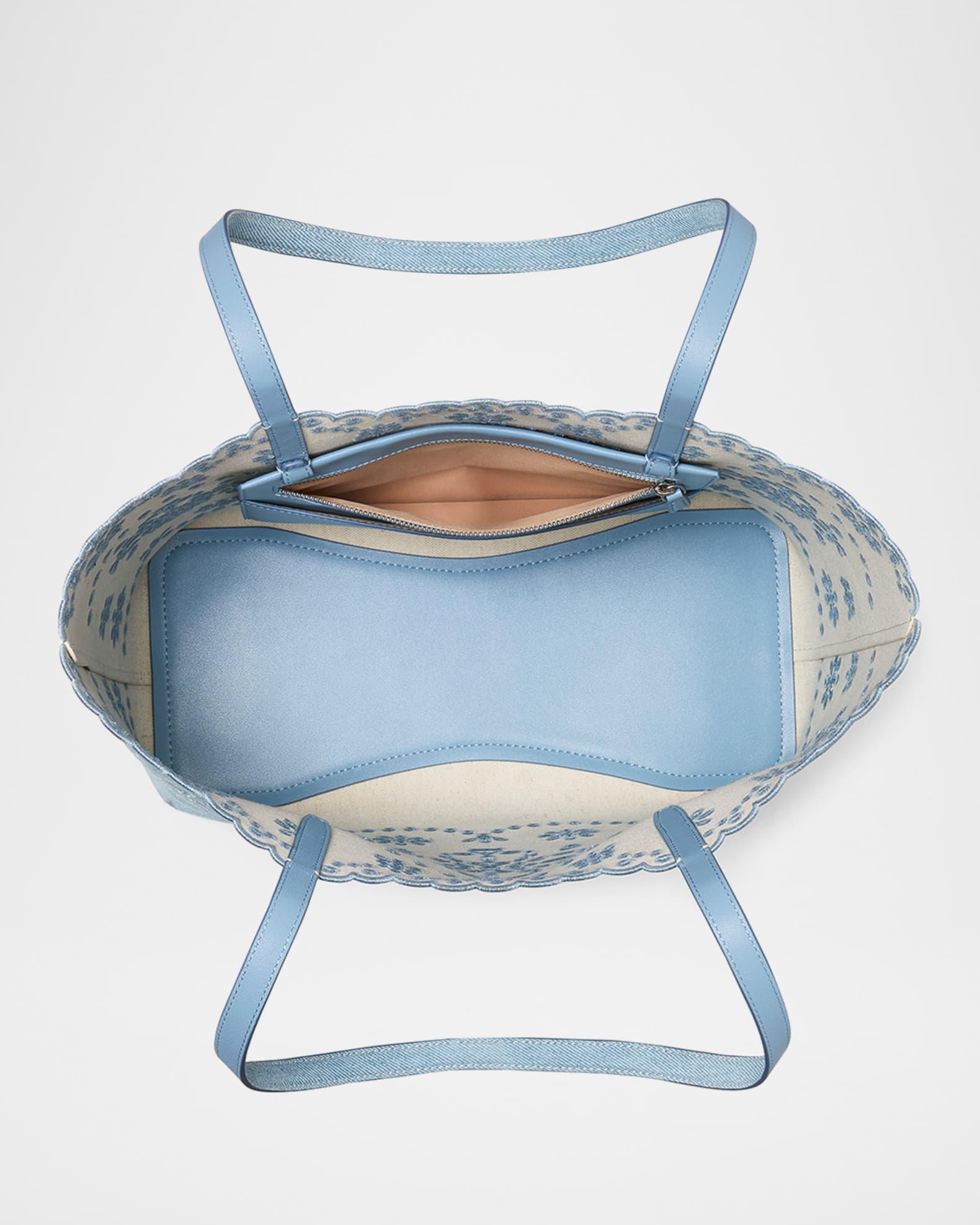 do it all perforated denim suede tote bag Product Image