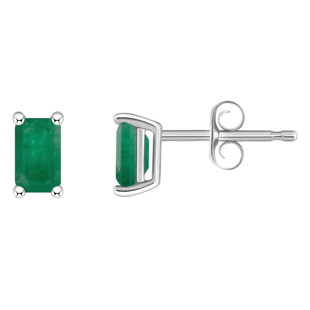 Celebration Gems 14k White Gold Emerald Cut Birthstone Stud Earrings, Women's, Blue Sep Product Image
