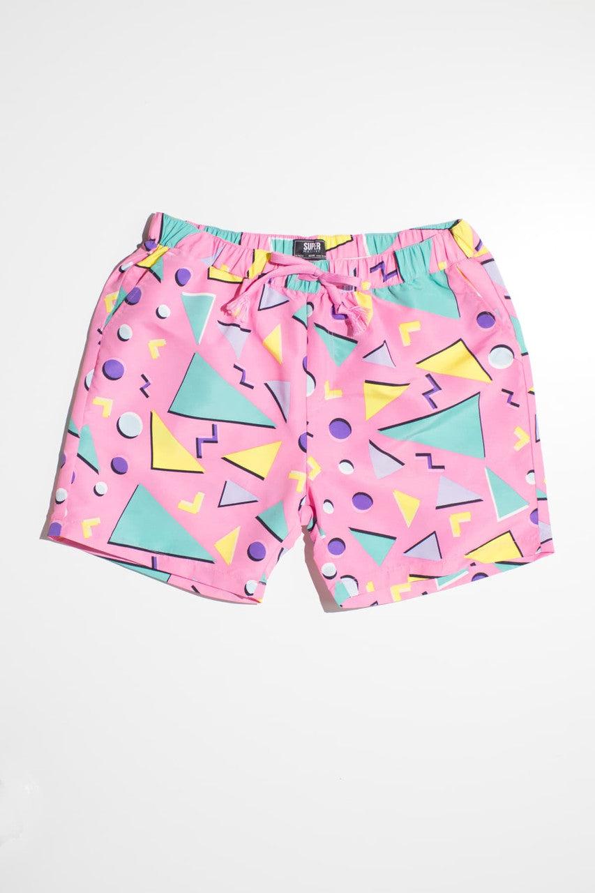 Pink Floating Triangles Volley Shorts Product Image