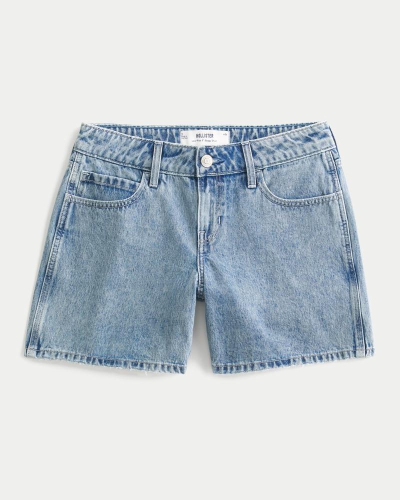 Low-Rise Dark Wash Baggy Denim Shorts 5" Product Image