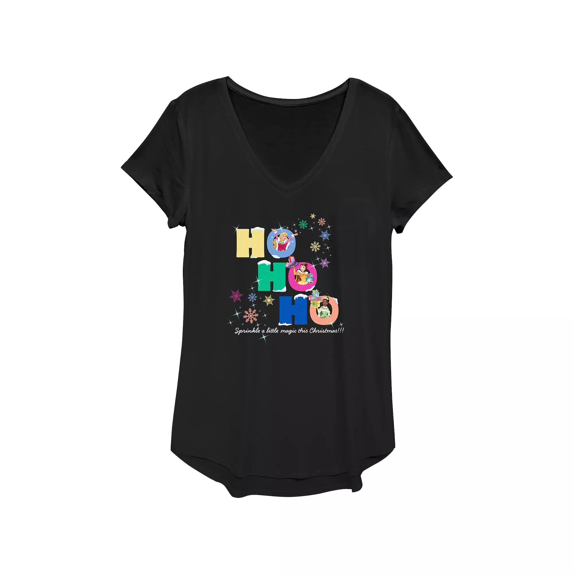 Disney Princess Aurora, Belle & Tiana Sprinkle A Little Magic This Christmas Women's Graphic Tee,  Product Image