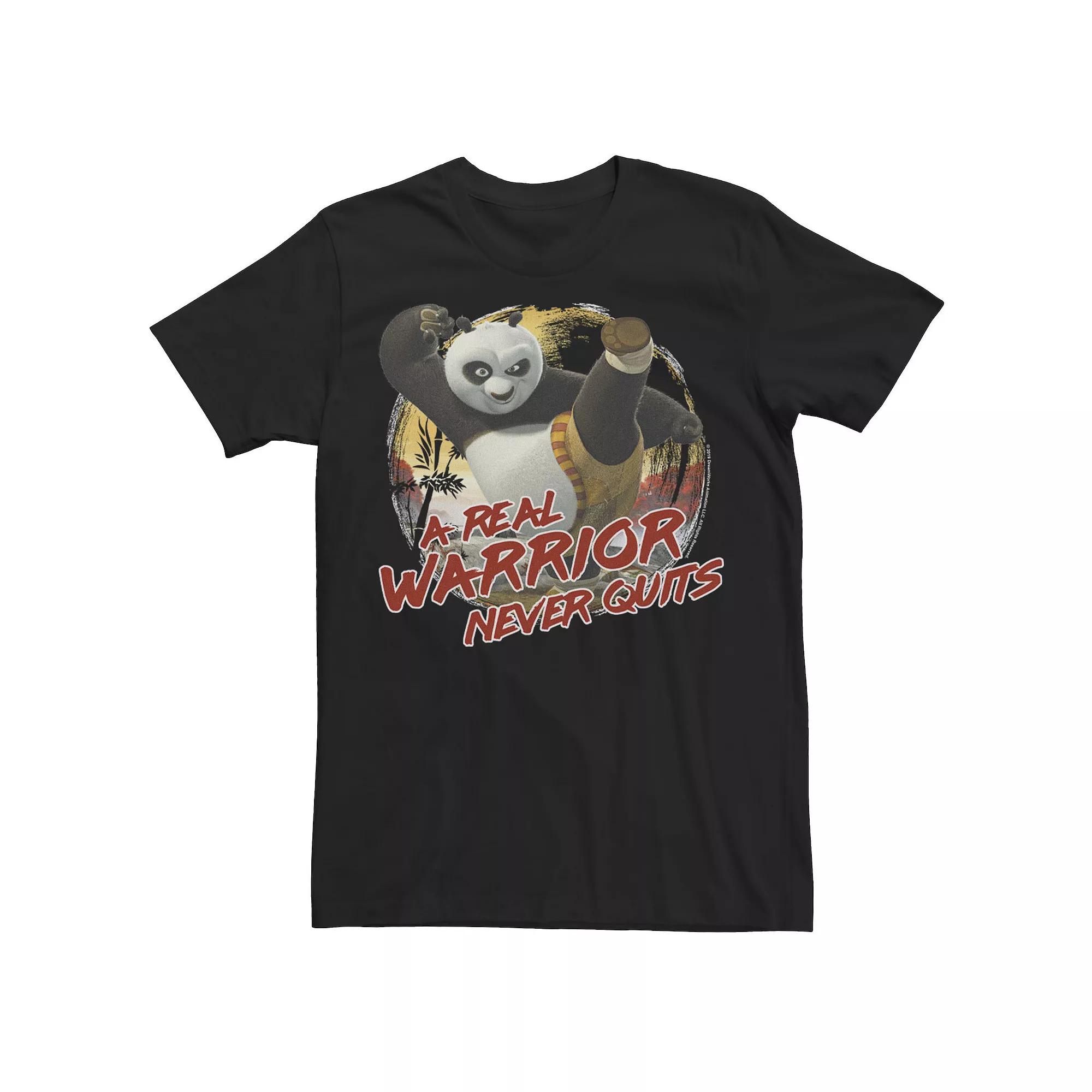 Men's Kung Fu Panda 2 Po A Real Warrior Never Quits Action Pose Graphic Tee,  Product Image