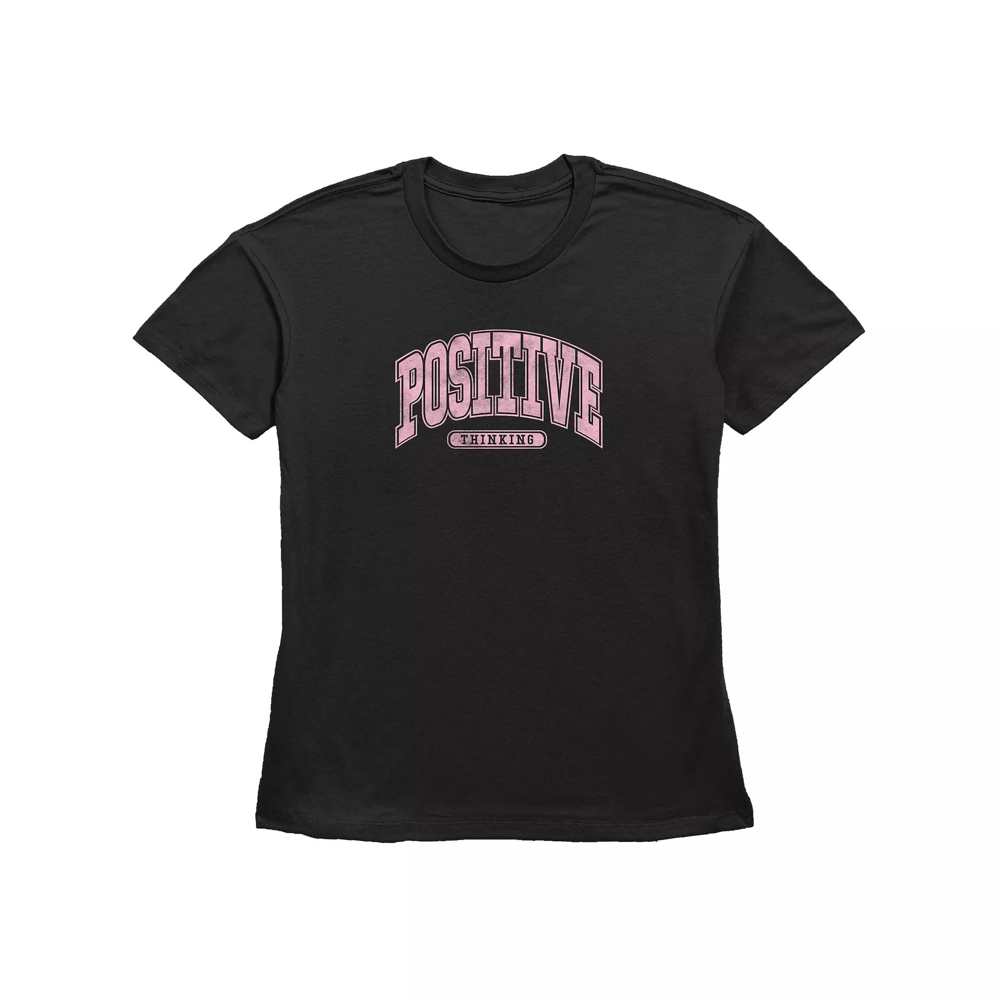 Women's Positive Thinking Basic Fit Graphic Tee, Girl's,  Product Image