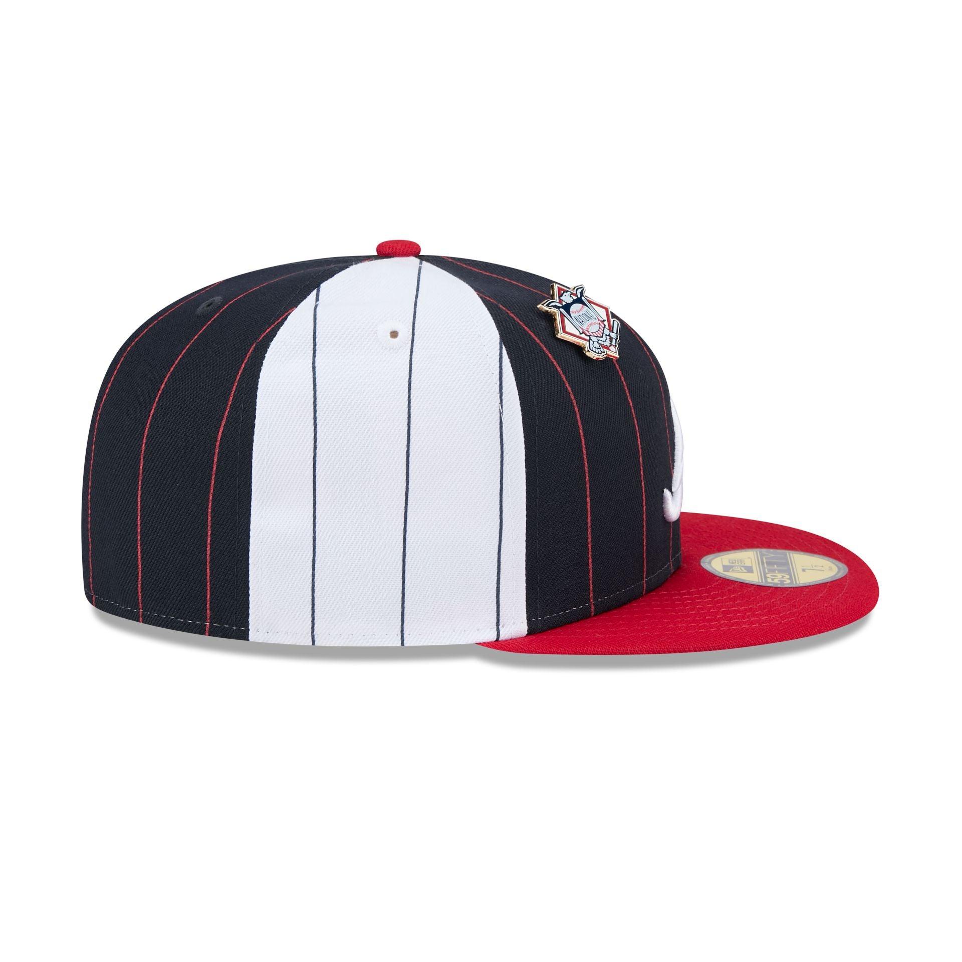 Atlanta Braves Pinstripe League Pin 59FIFTY Fitted Hat Male Product Image