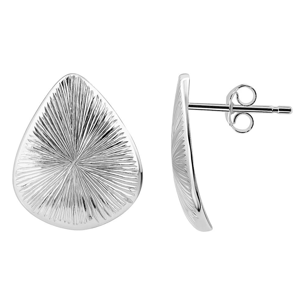 Aleure Precioso Teardrop Shape With Starburst Etching Post Earrings, Women's, Sterling Product Image