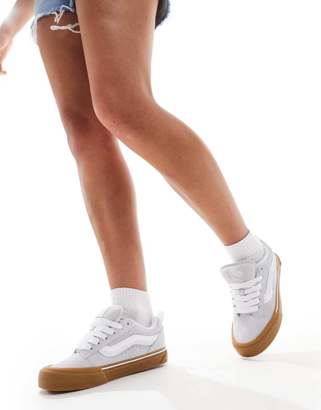 Vans Knu Skool gum sole sneakers in light gray Product Image