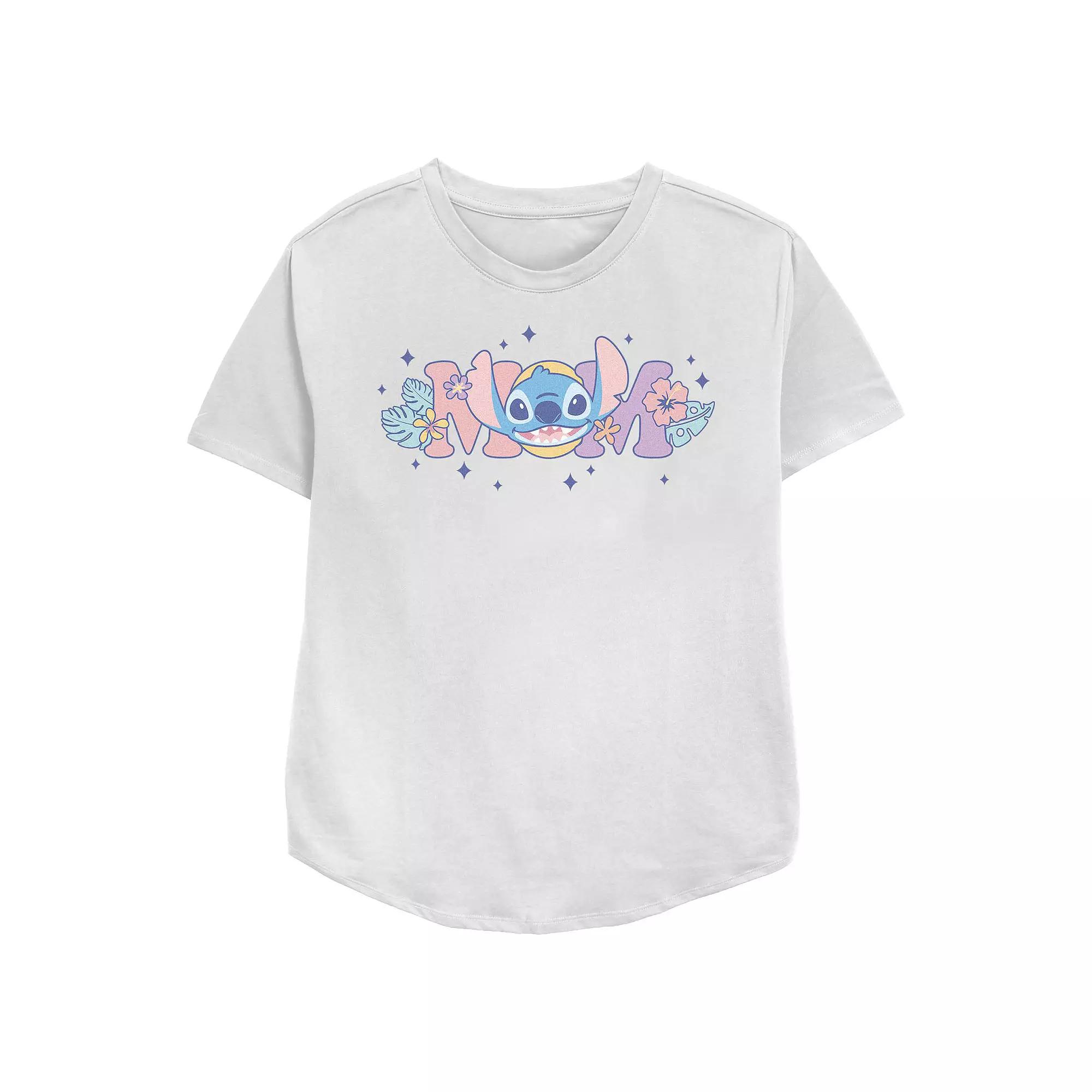 Disney's Lilo & Stitch Mom Floral Sign Women's Relaxed Fit Graphic Tee,  Product Image