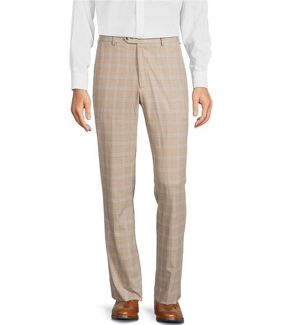 Roundtree & Yorke Travel Smart Flat Front Classic Fit Textured Plaid Dress Pant Product Image