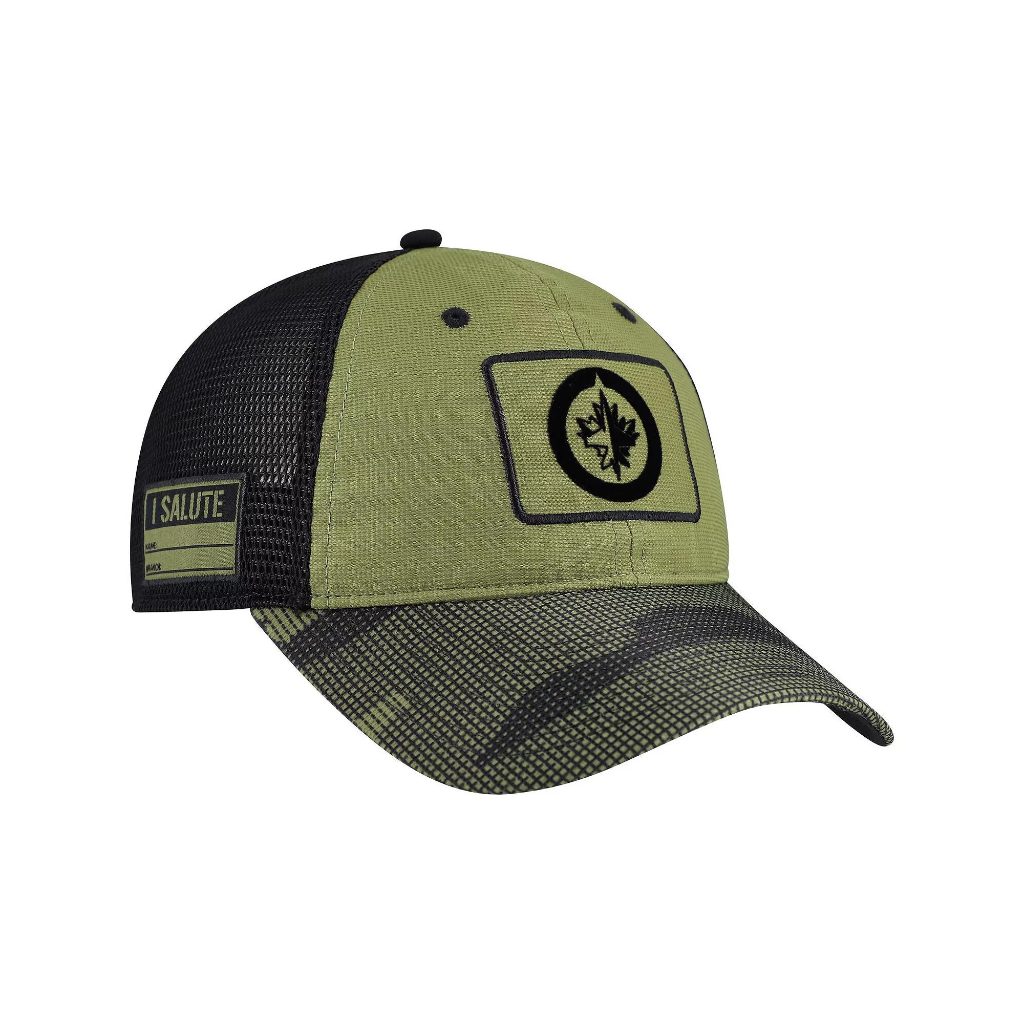Men's Fanatics  Olive Winnipeg Jets Military Appreciation Trucker Adjustable Hat, Jts Team Product Image