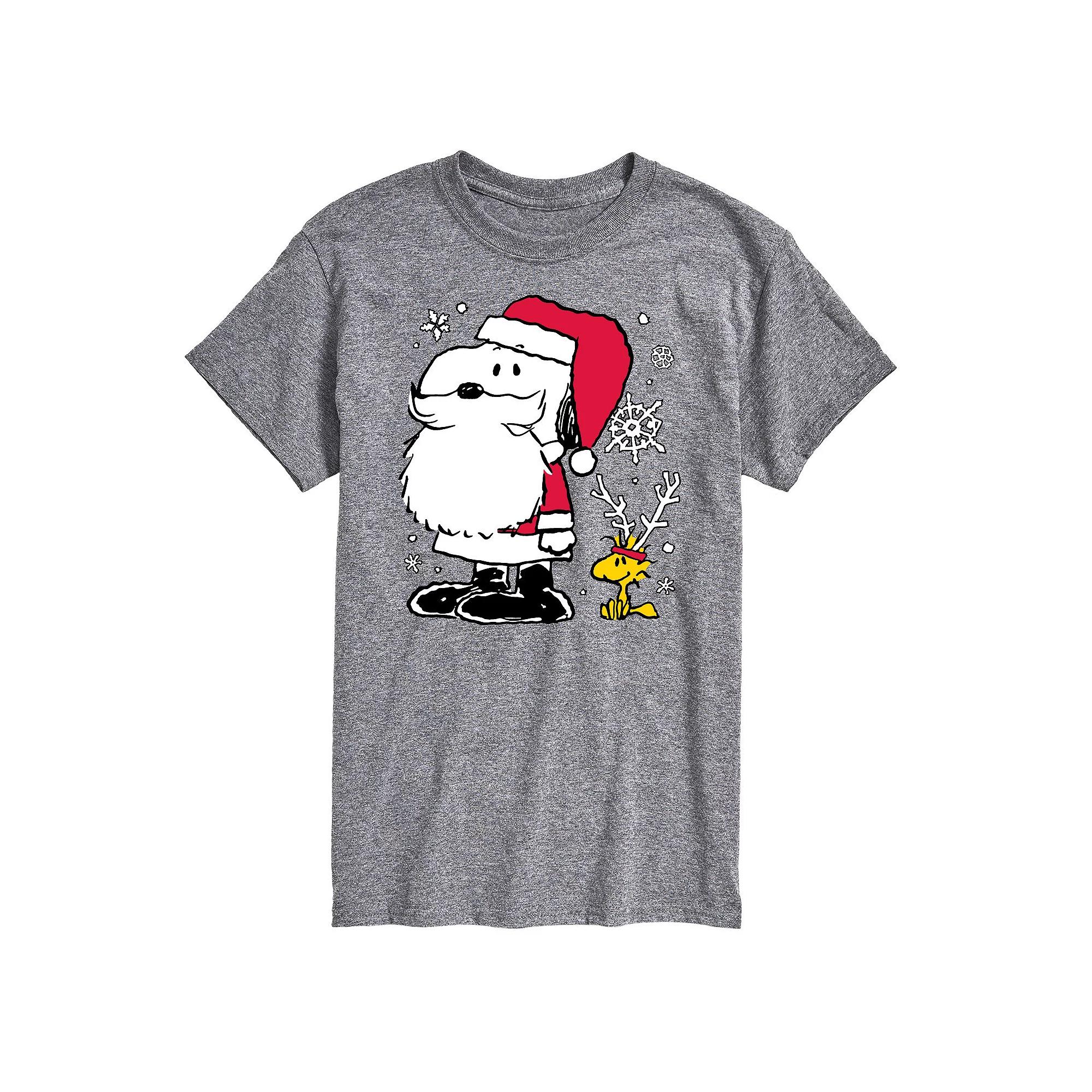 Big & Tall Peanuts Santa Reindeer Tee, Men's,  Product Image