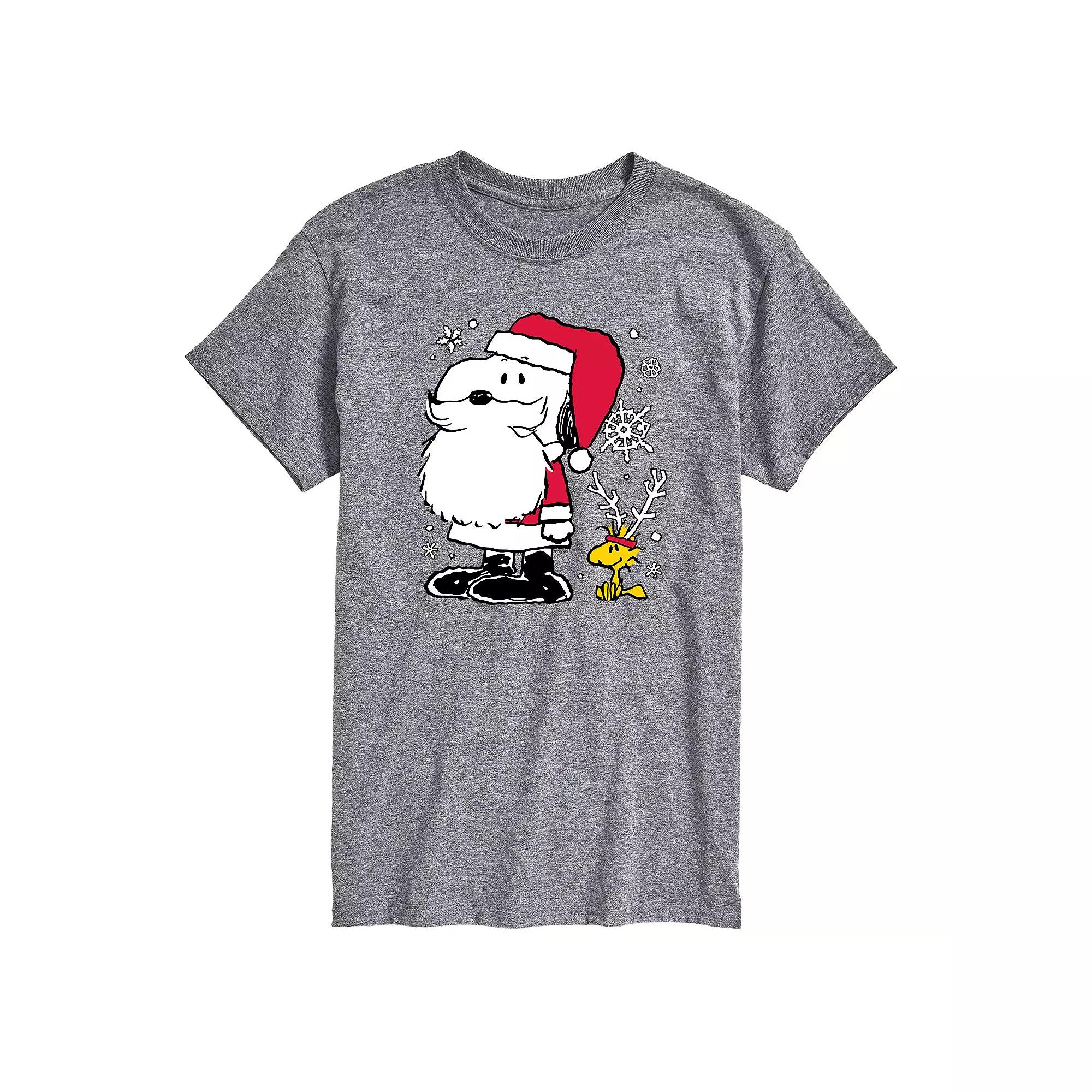 Men's Peanuts Snoopy Santa Reindeer Tee, Size: XS, Gray Product Image