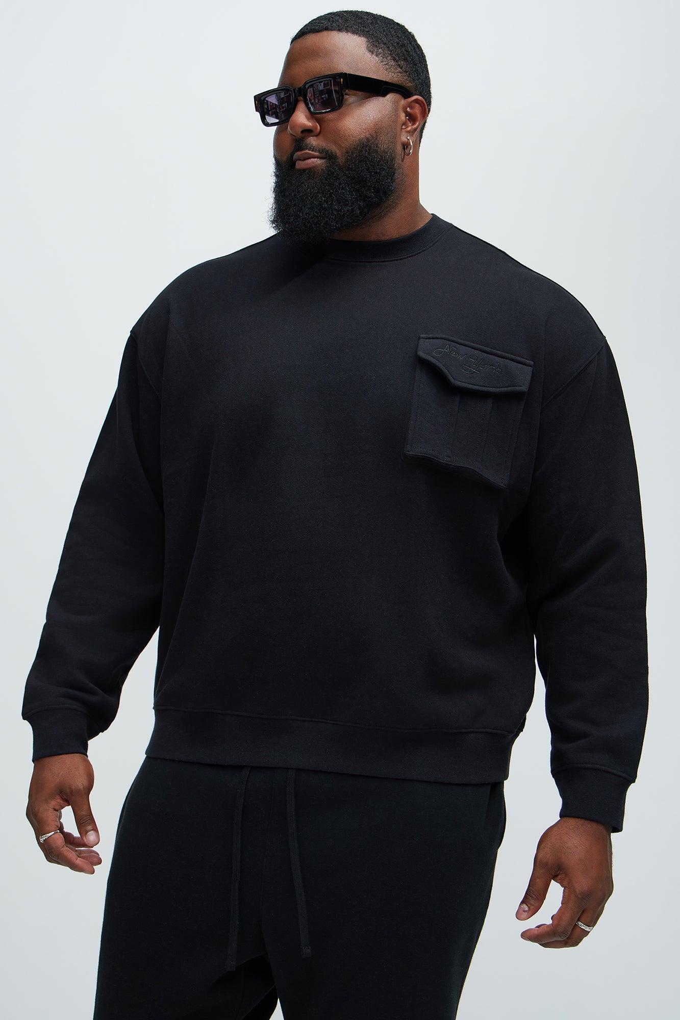 New York Cargo Pocket Crewneck Sweatshirt - Black Product Image