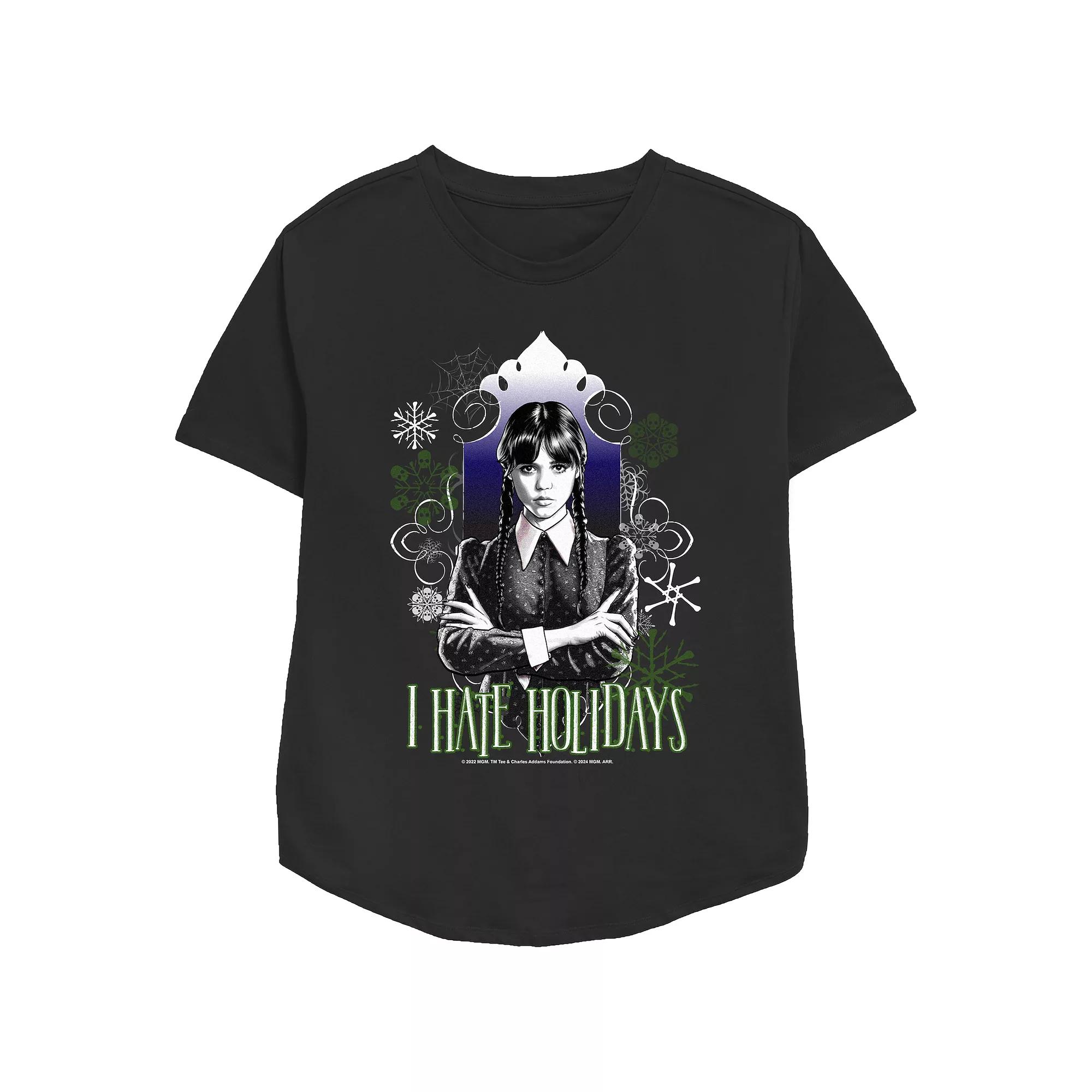 Women's Wednesday I Hate Holidays Relaxed Fit Graphic Tee,  Product Image
