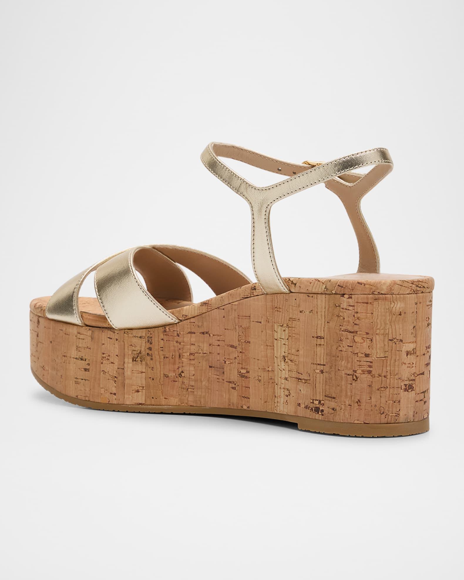 Dayna Metallic Crisscross Wedge Sandals Product Image