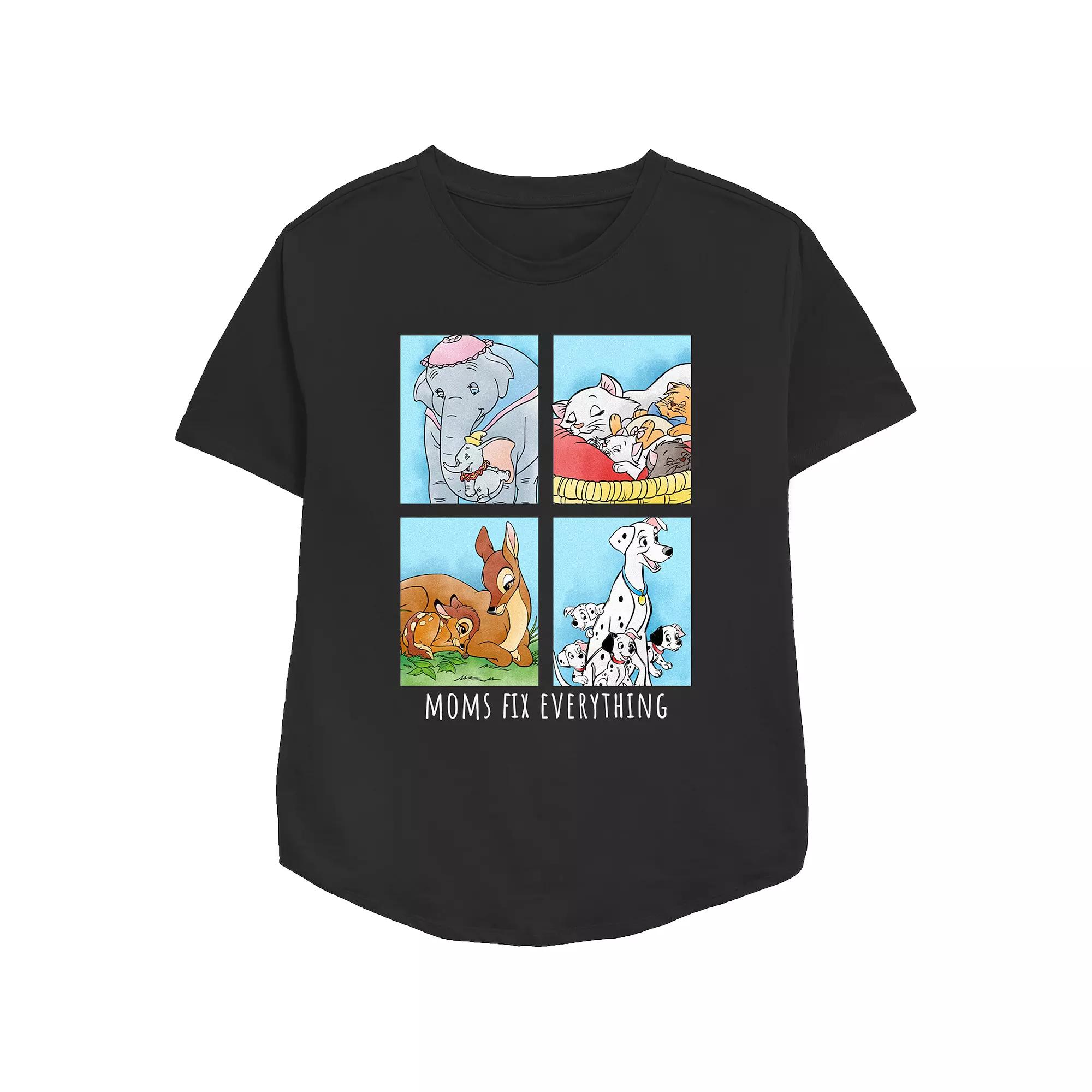 Disney Moms Fix Everything Character Squares Women's Relaxed Fit Graphic Tee, Size: Large, Black Product Image