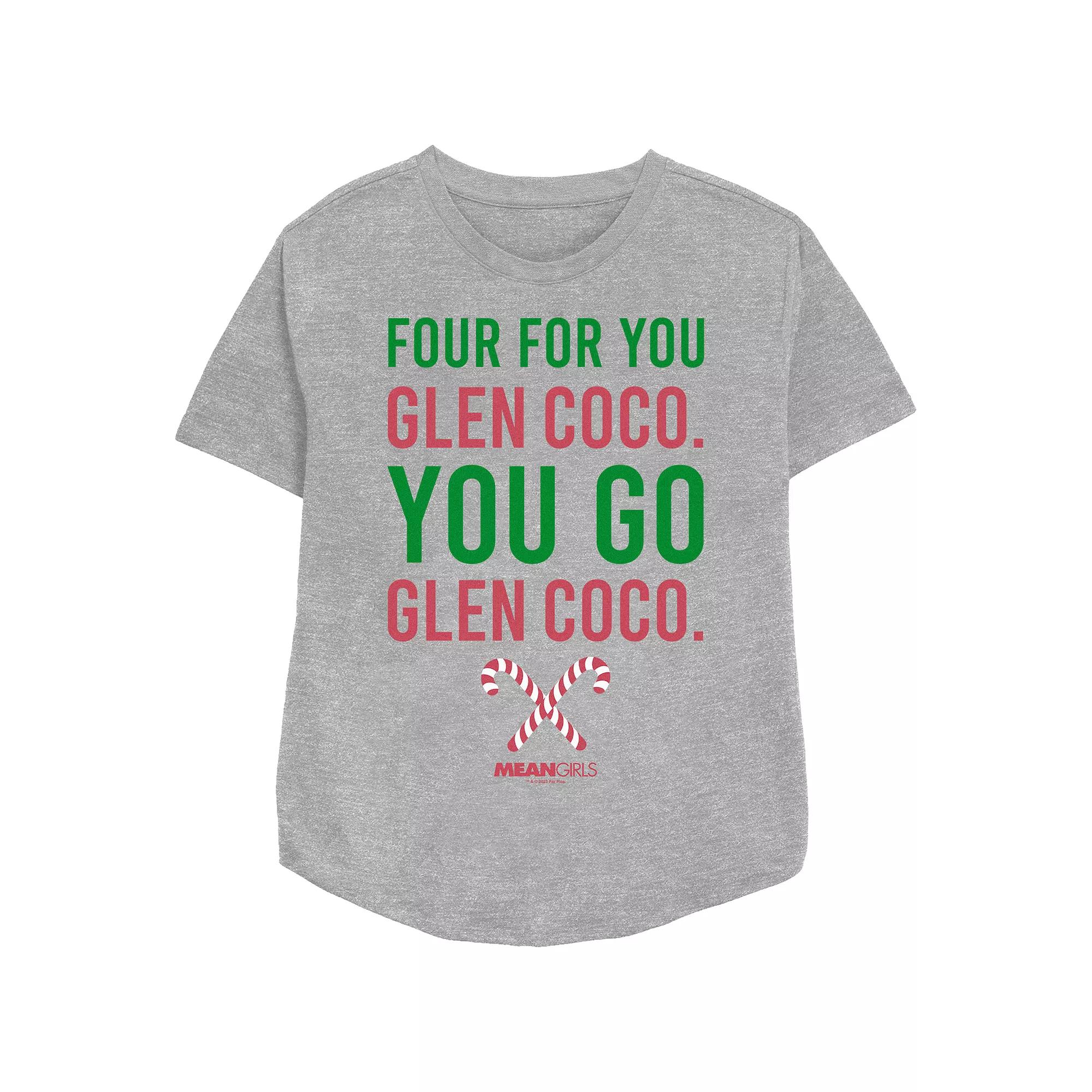 Women's Mean Girls Four For You Glen Coco You Go Glen Coco Relaxed Fit Graphic Tee, Size: XL, Athletic Grey Product Image