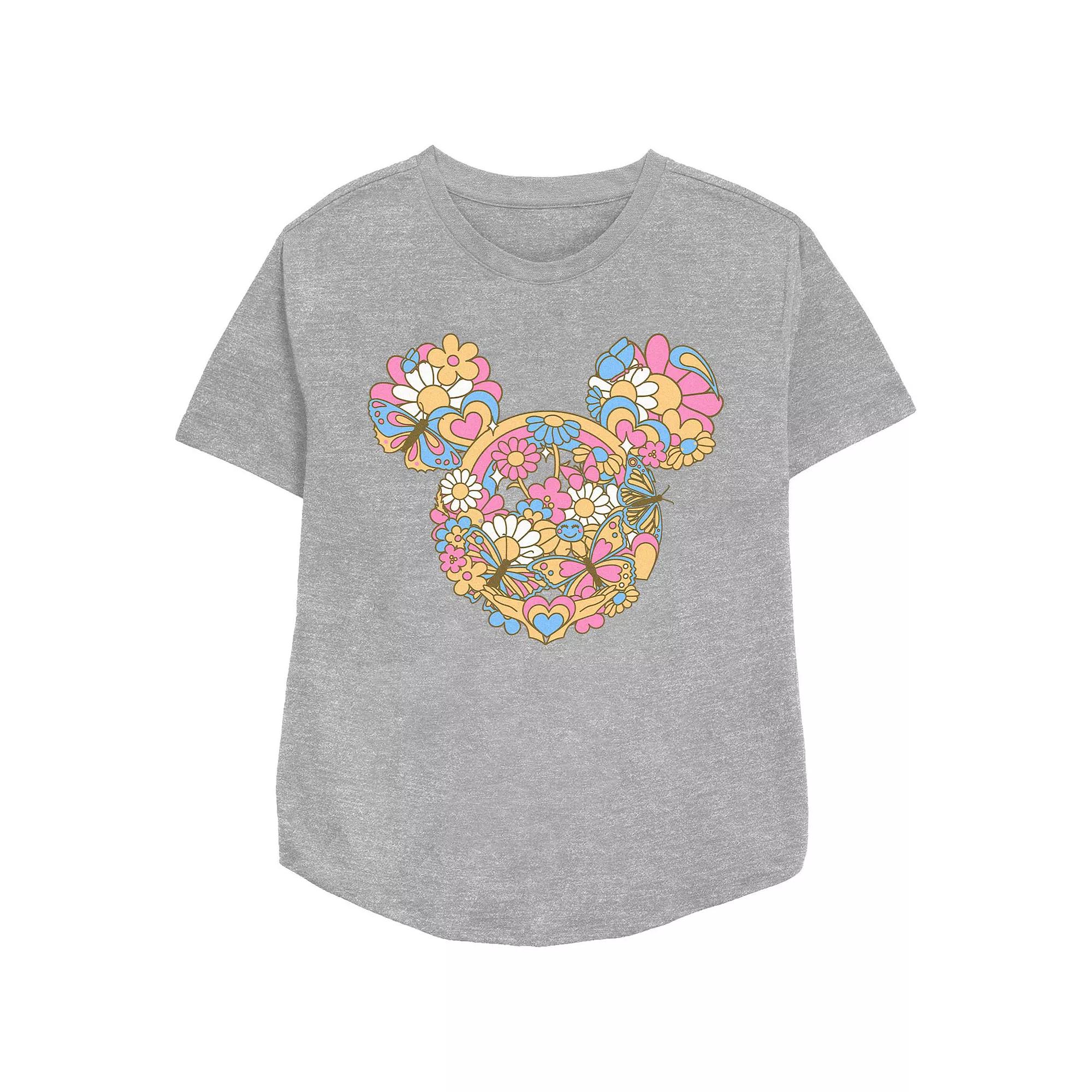 Disney's Mickey Mouse Women's Flowers And Butterflies Graphic Tee,  Product Image