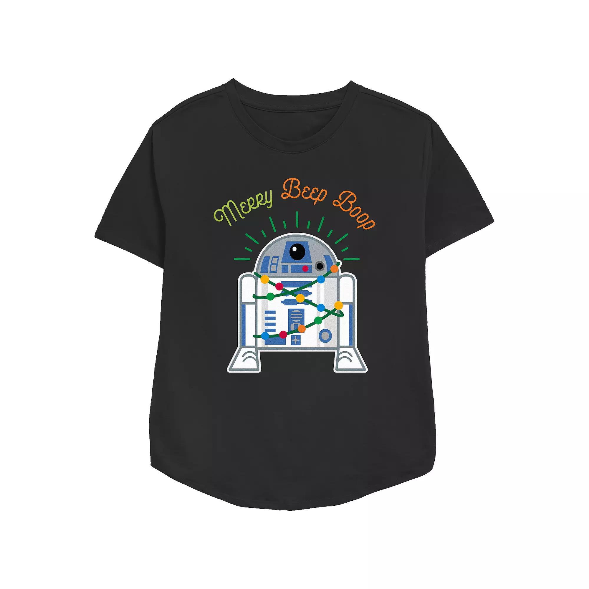 Women's Star Wars R2-D2 Merry Beep Boop Relaxed Fit Graphic Tee,  Product Image