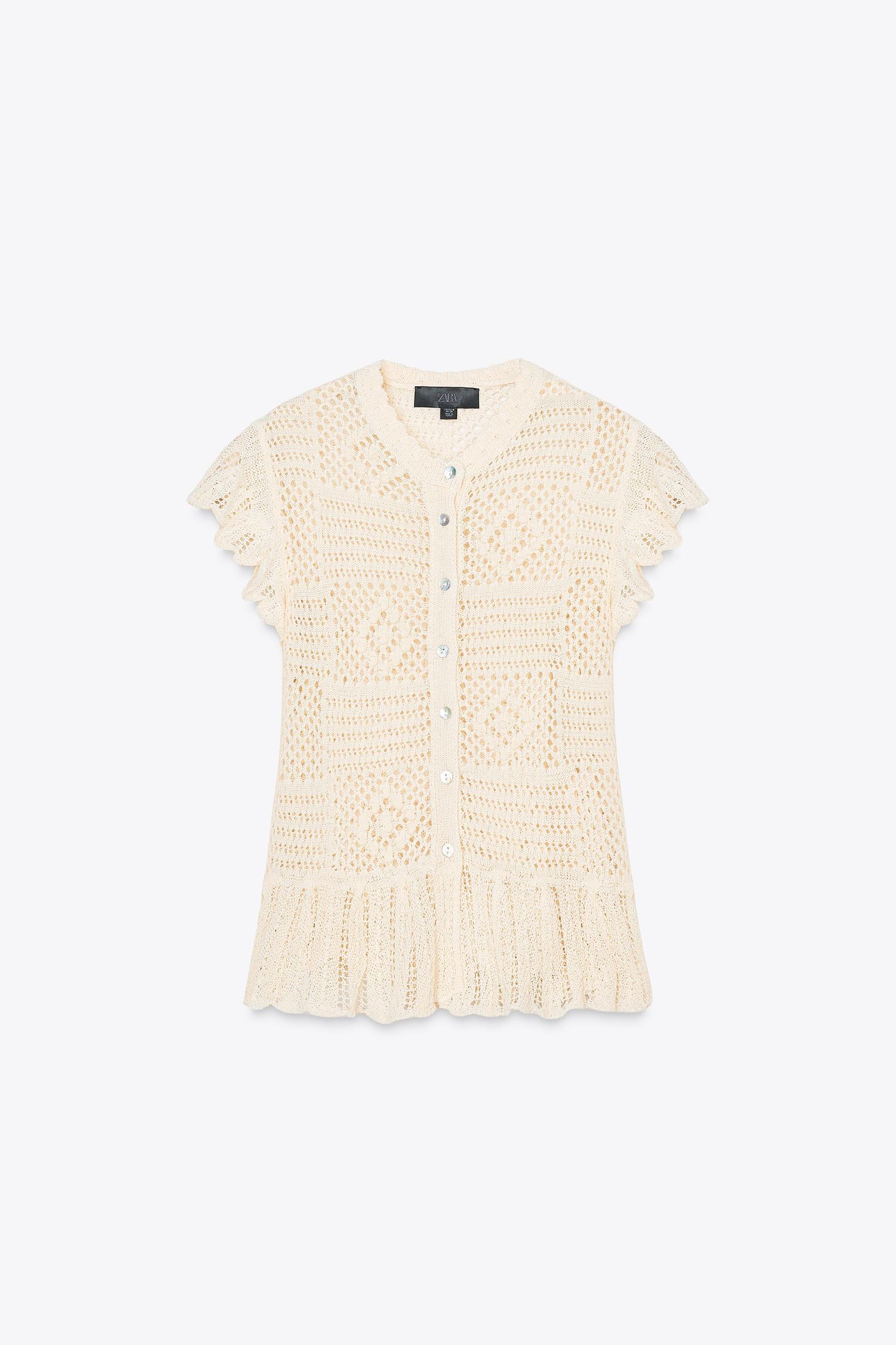 POINTELLE RUFFLED CARDIGAN Product Image