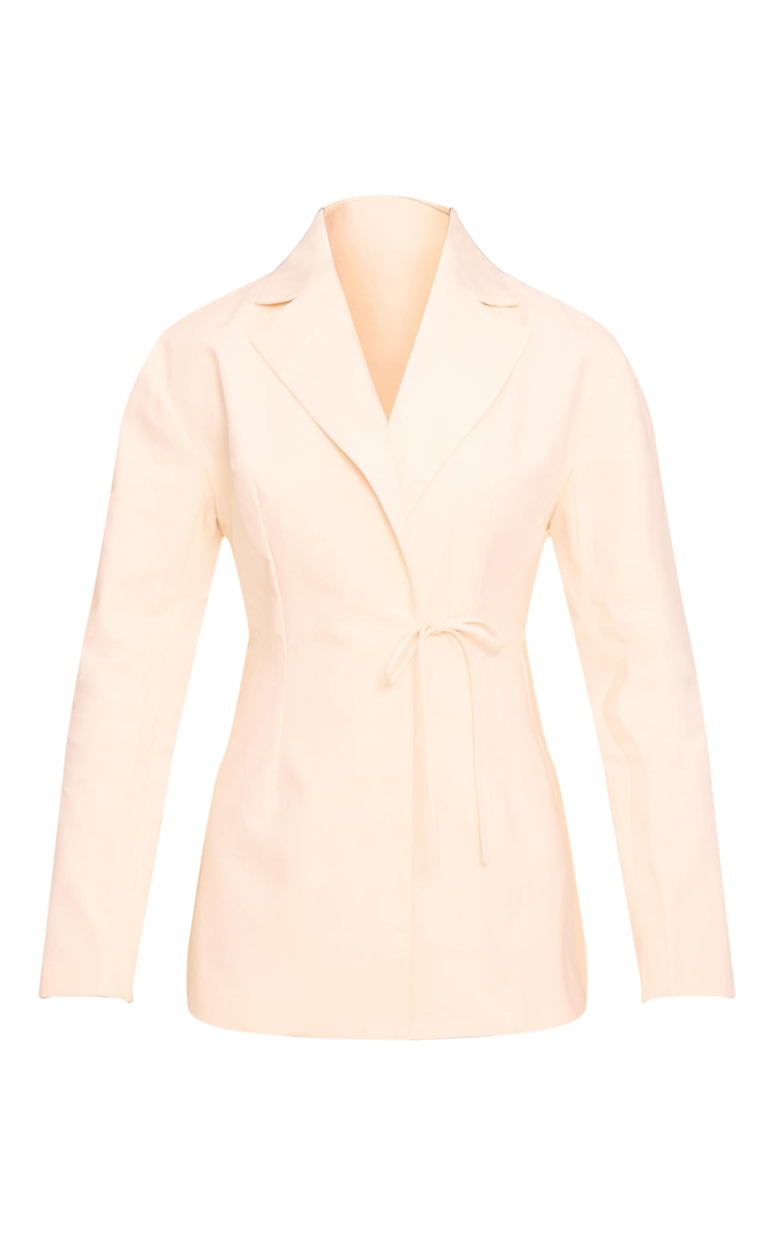 Cream Woven Wrap Blazer Romper Product Image