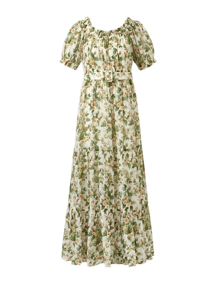 Silk Floral Print Maxi Dress Product Image