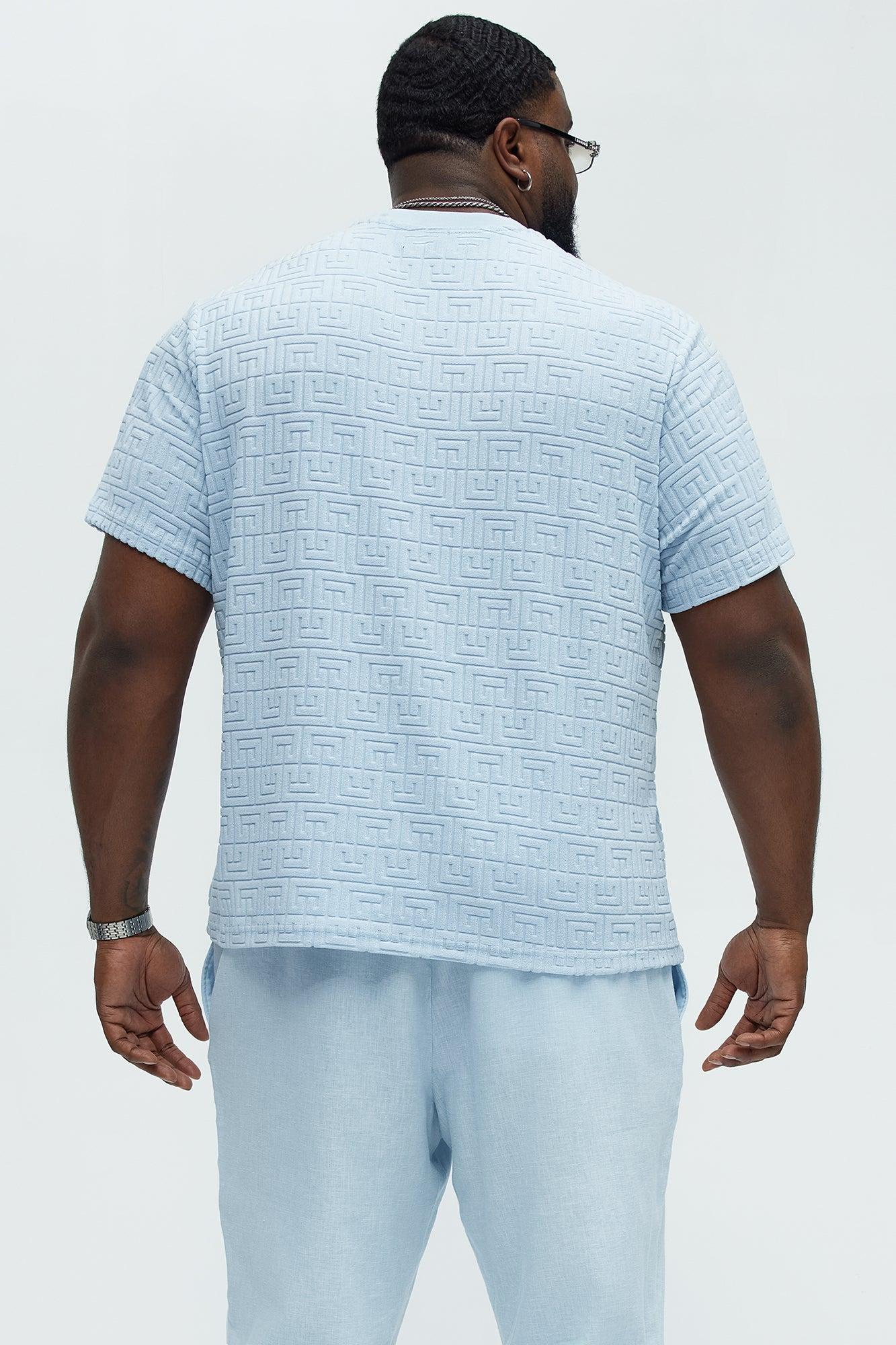 Geo Chenille Knit Crewneck Tee - Blue Product Image