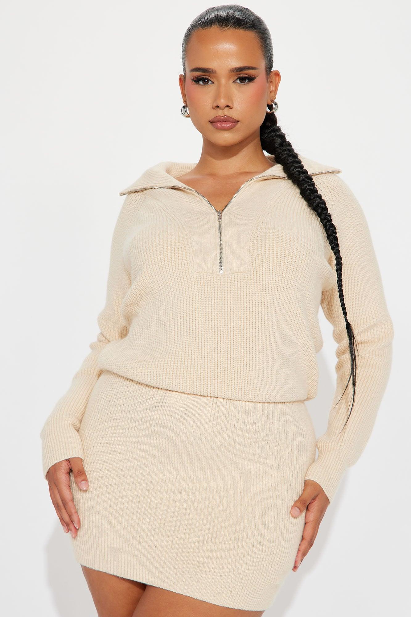 Ashley Sweater Mini Dress - Cream Product Image