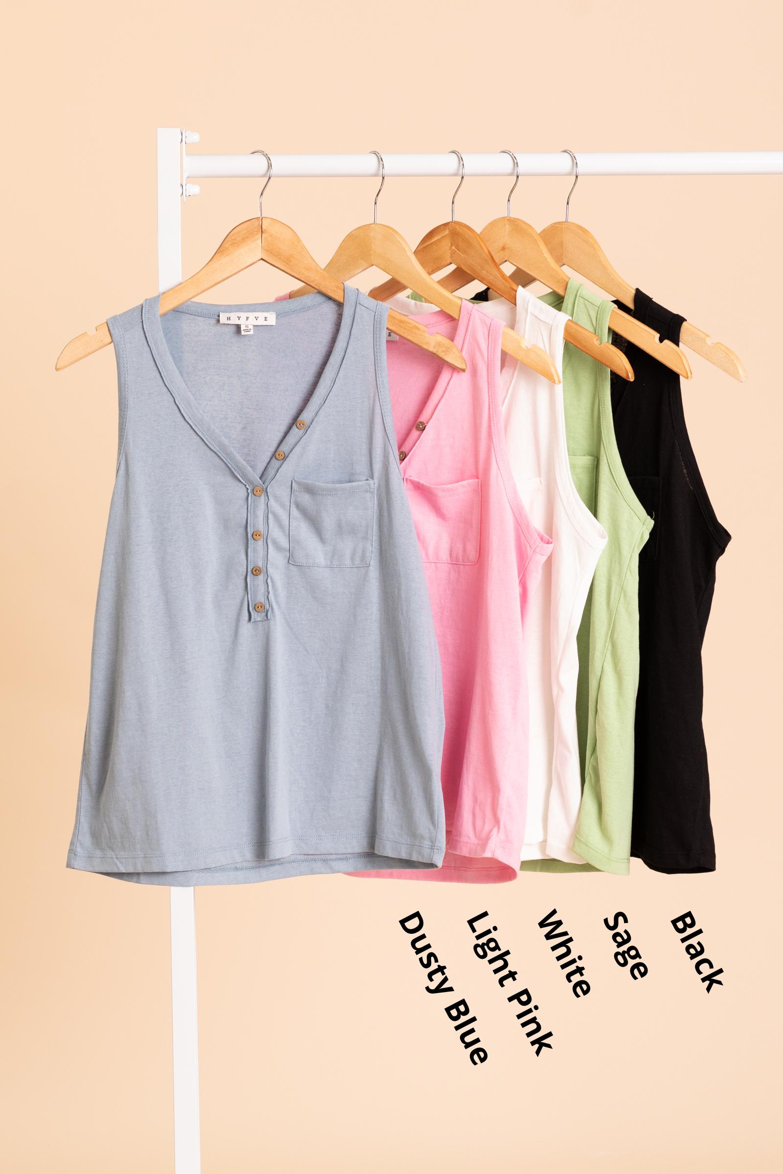 Slub Knit Half Button Sleeveless Top Product Image