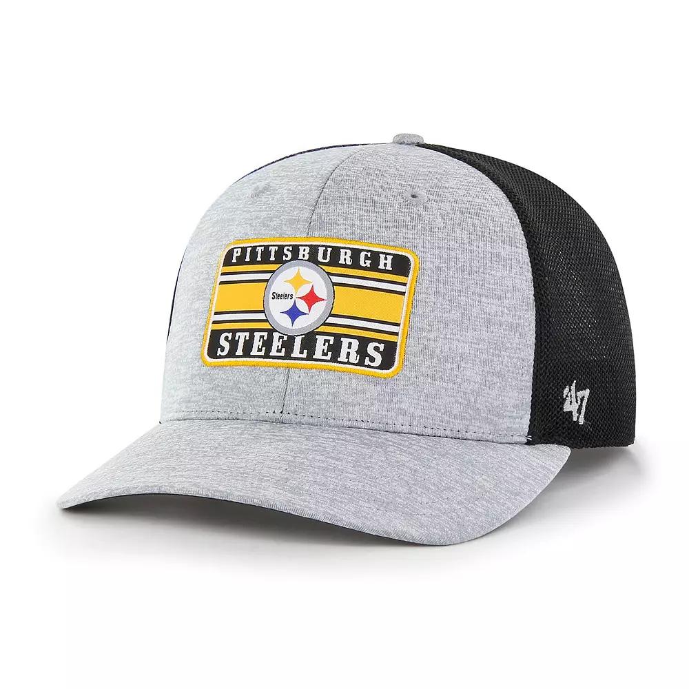 Men's '47 Heathered Gray/Black Pittsburgh Steelers Motivator Flex Hat,  Product Image