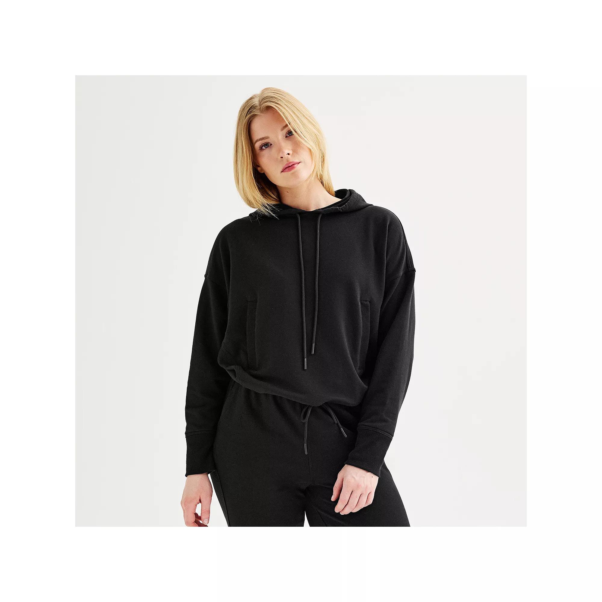 Women's FLX Embrace Cropped Hoodie, Size: Small, Mineral Black Product Image