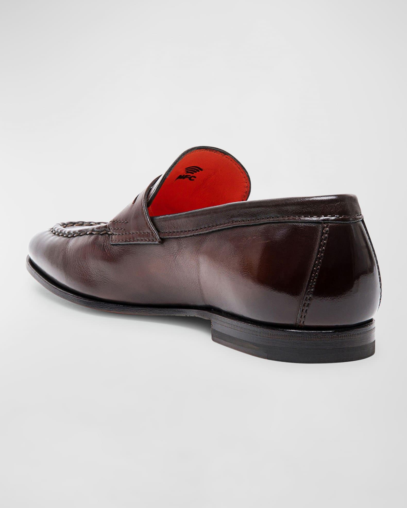 Men's Door Burnished Leather Penny Loafers  Product Image