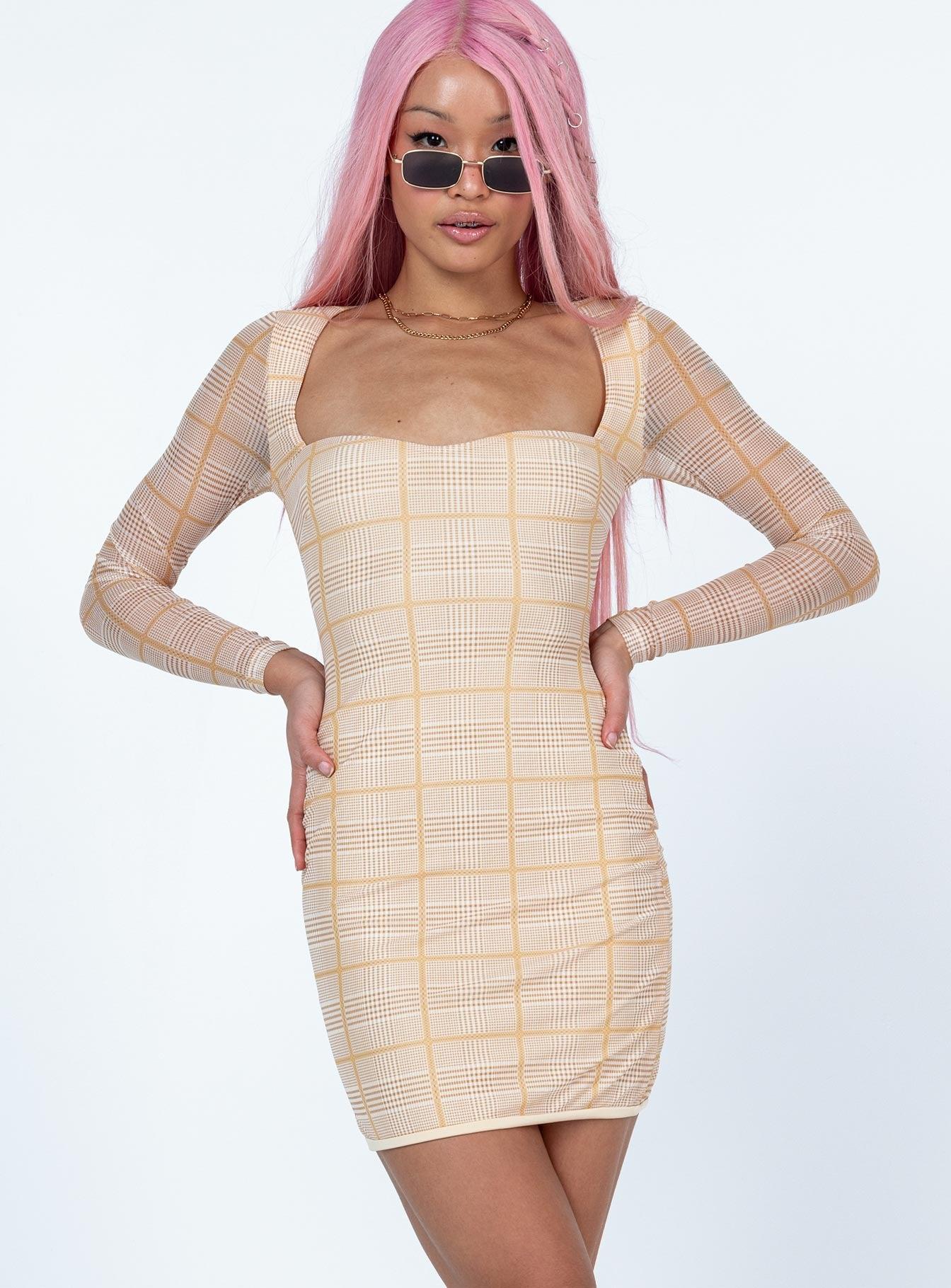 Nolan Mini Dress Beige Product Image