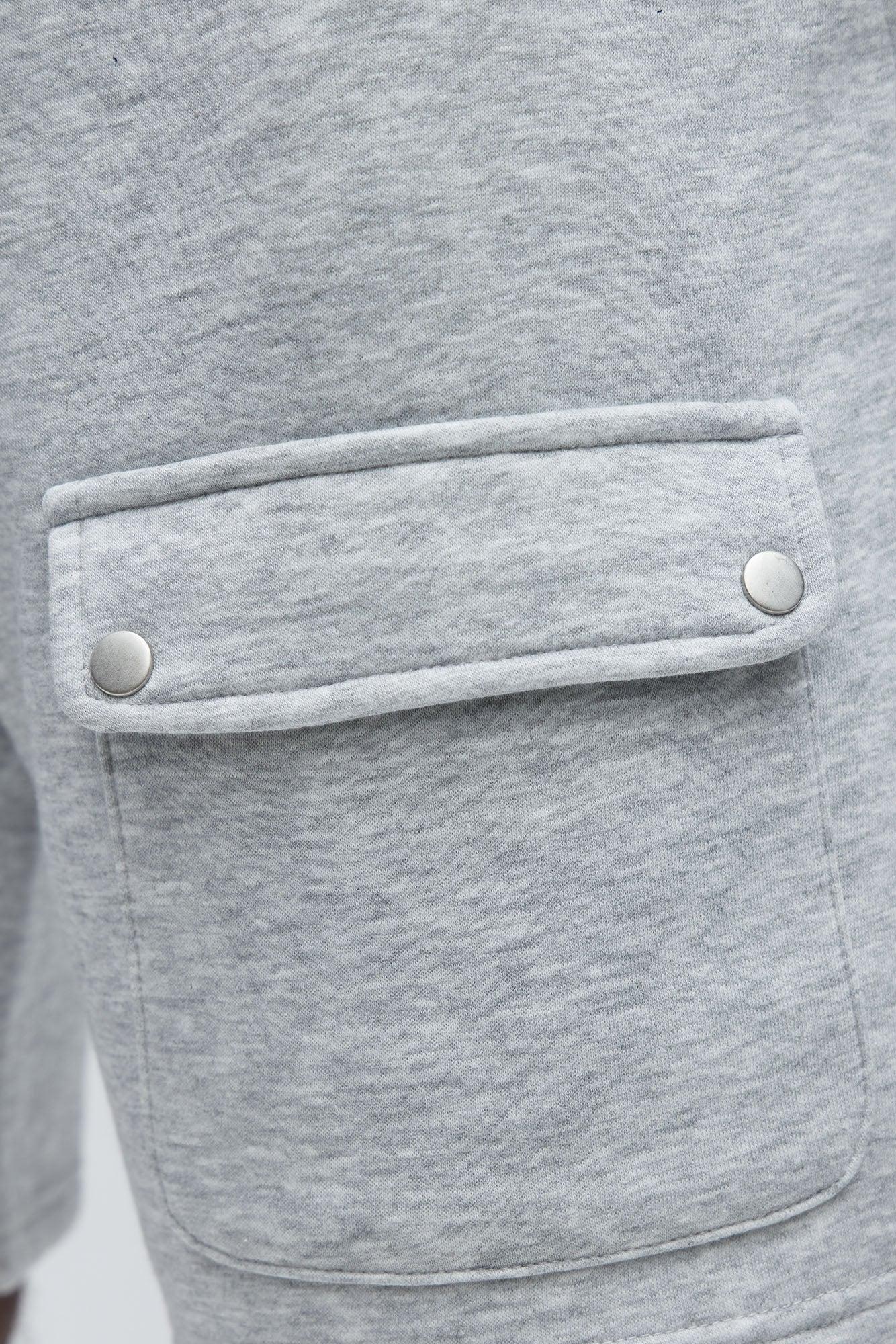 Tyson Relaxed Cargo Snap Shorts - Heather Grey Male Product Image